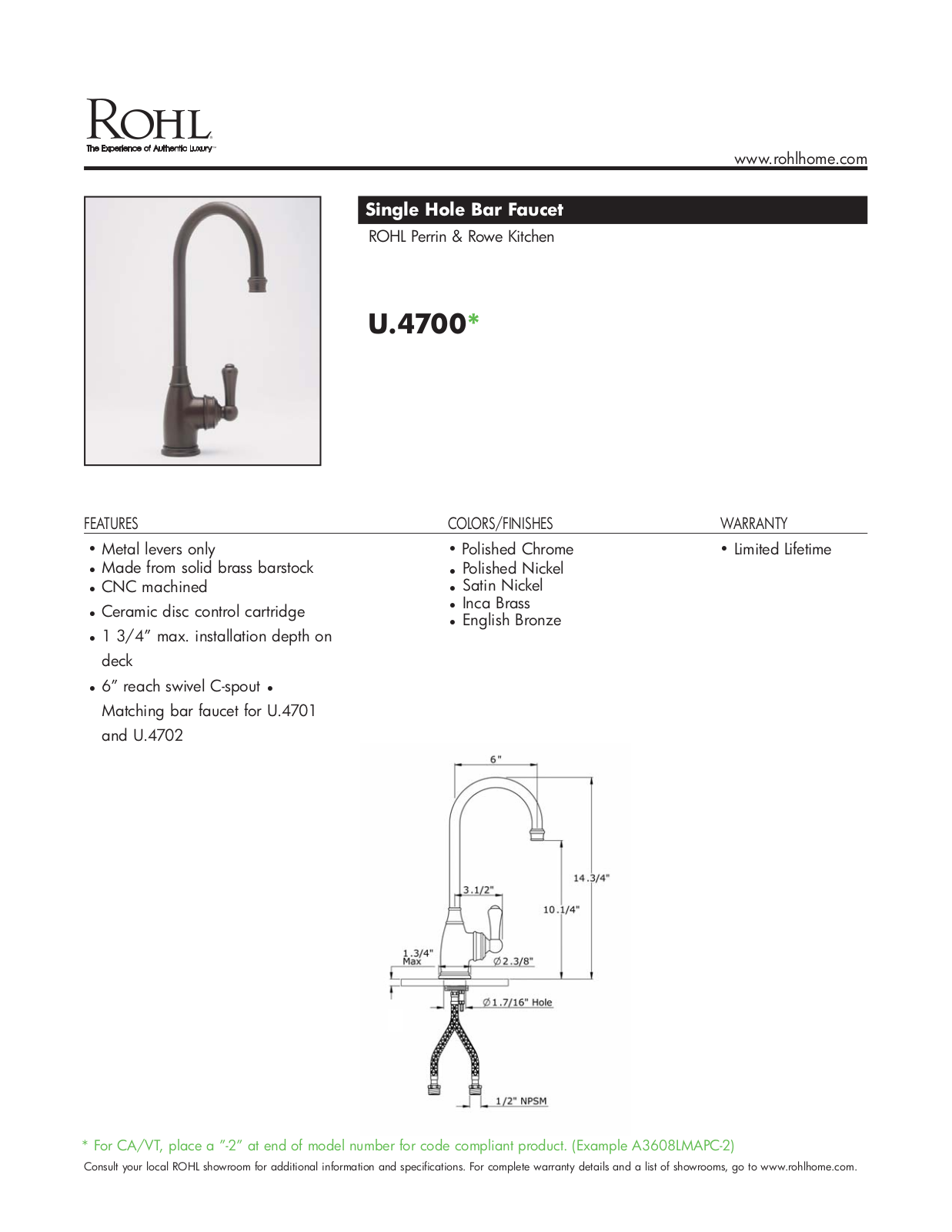 Perrin & Rowe PRWE1008 Specifications - ManualMachine.com