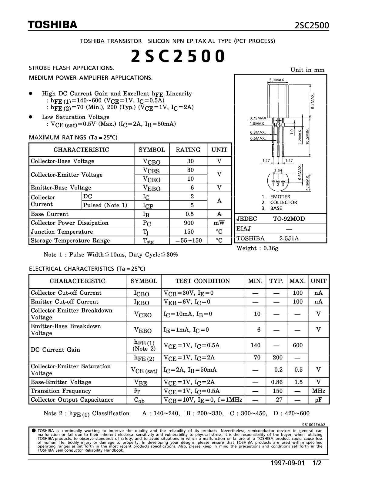 Datasheet 2SC2500 Specification - ManualMachine.com