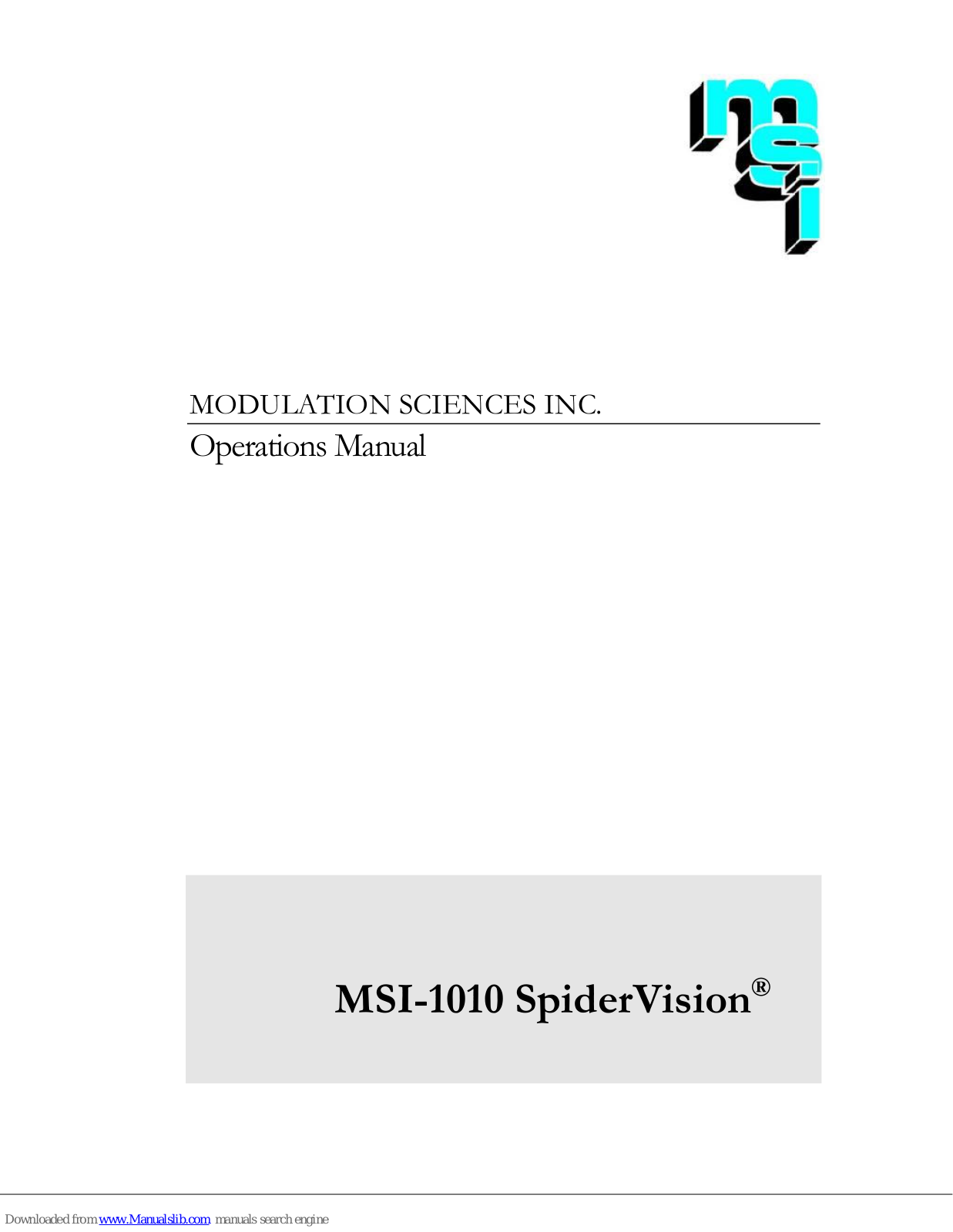 MSI MSI-1010 SpiderVision Operation Manual