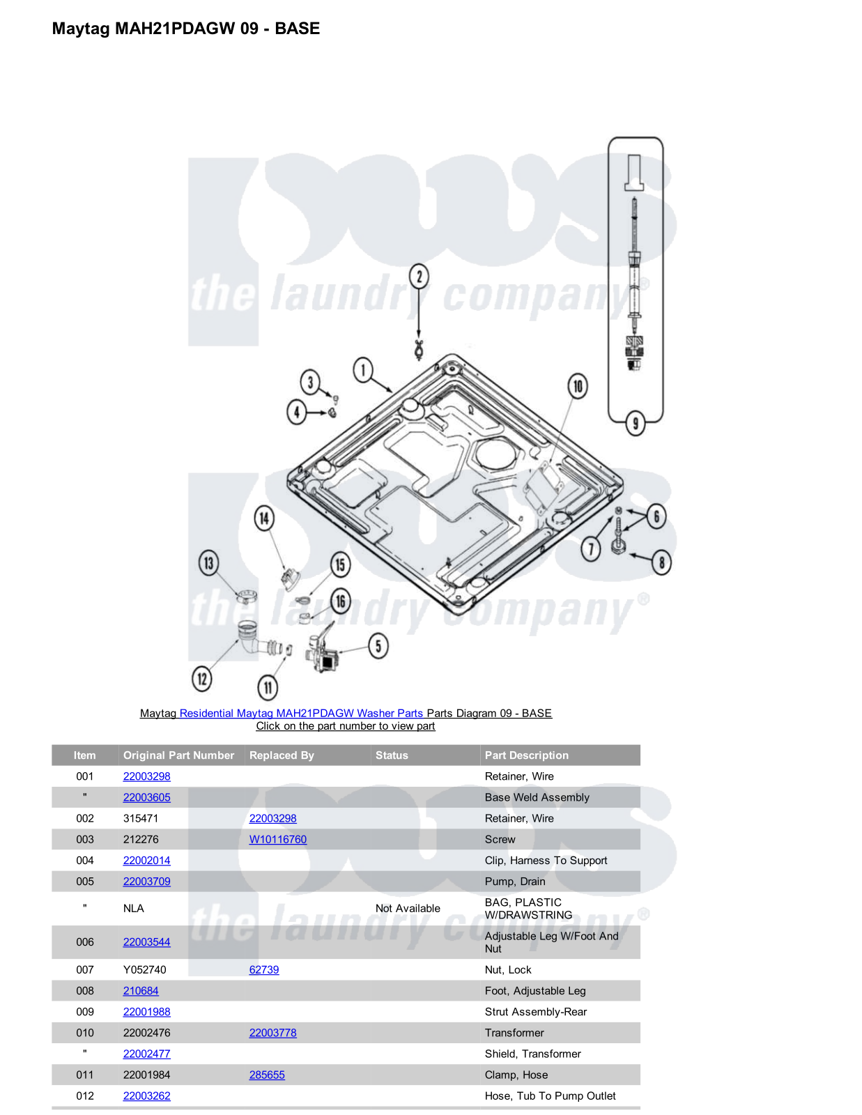 Maytag MAH21PDAGW Parts Diagram