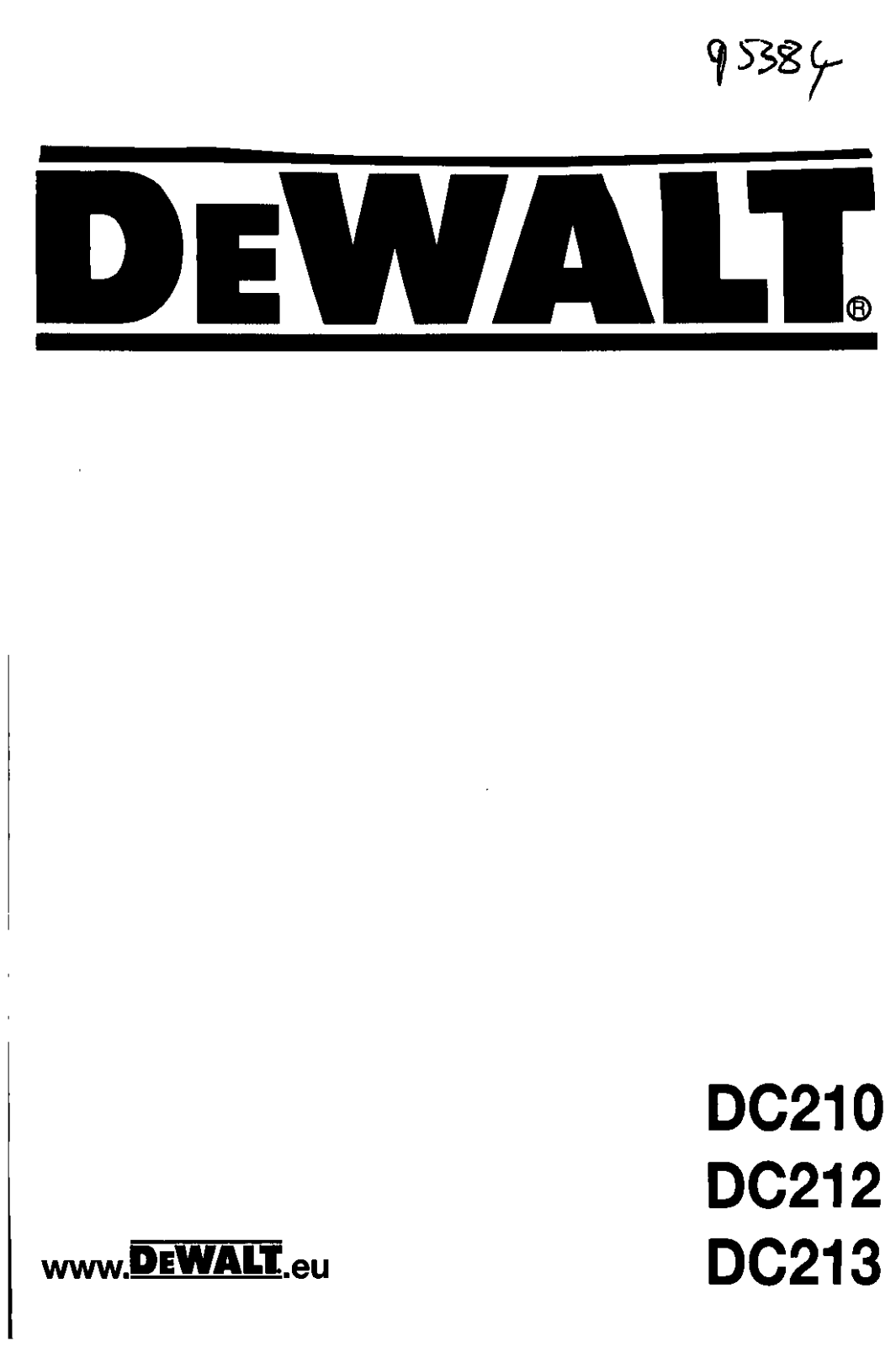 DeWalt DC210, DC212, DC213 Instructions Manual