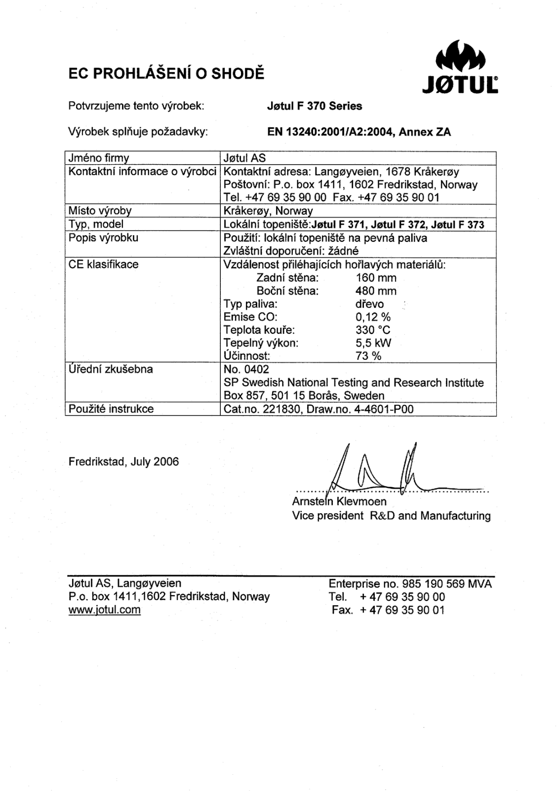 Jotul F100CB, F118CB, F220CB, F250CB, F273CB User Manual