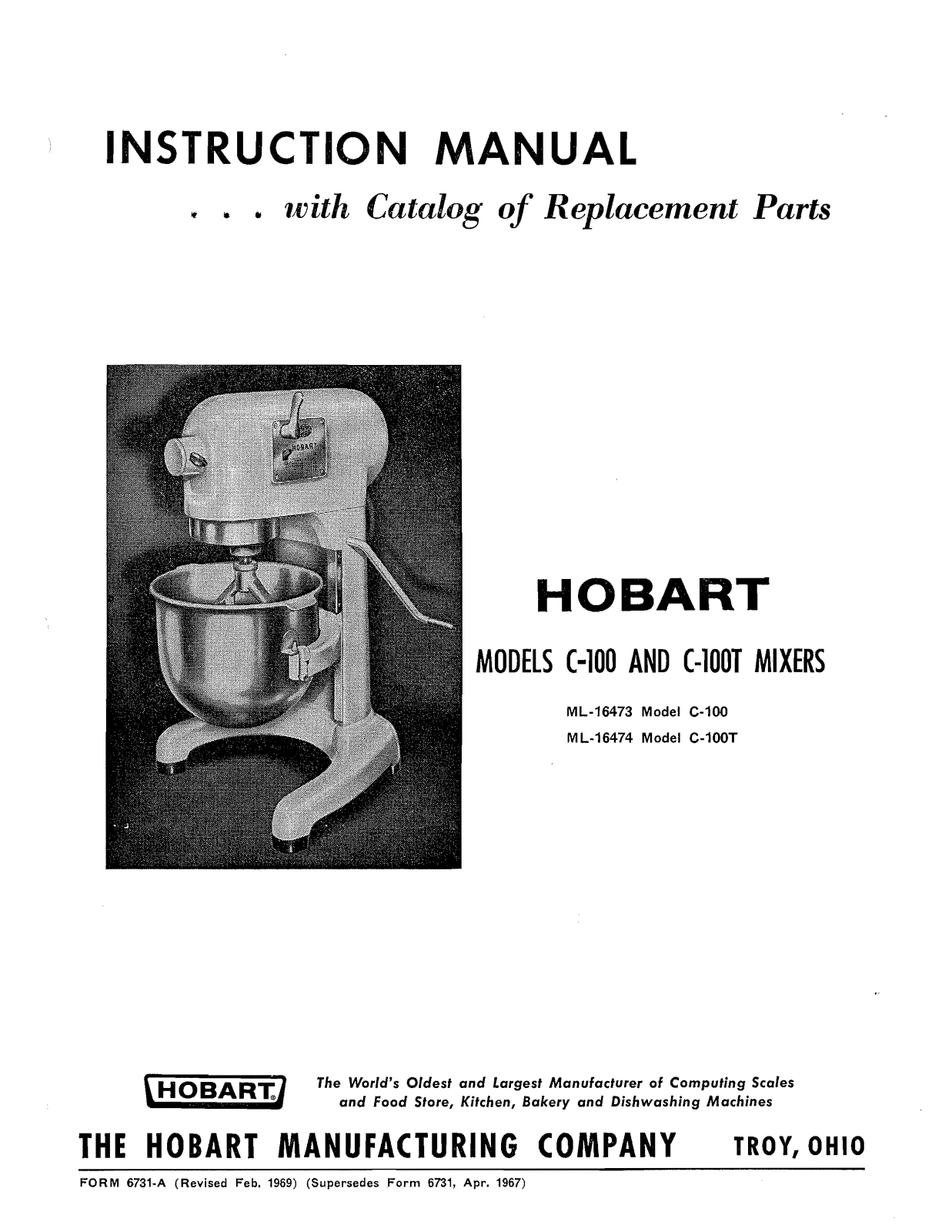 Hobart C-100T, C-100 User Manual