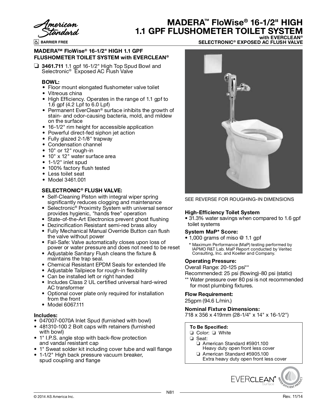 American Standard ASD9611 Specifications - ManualMachine.com