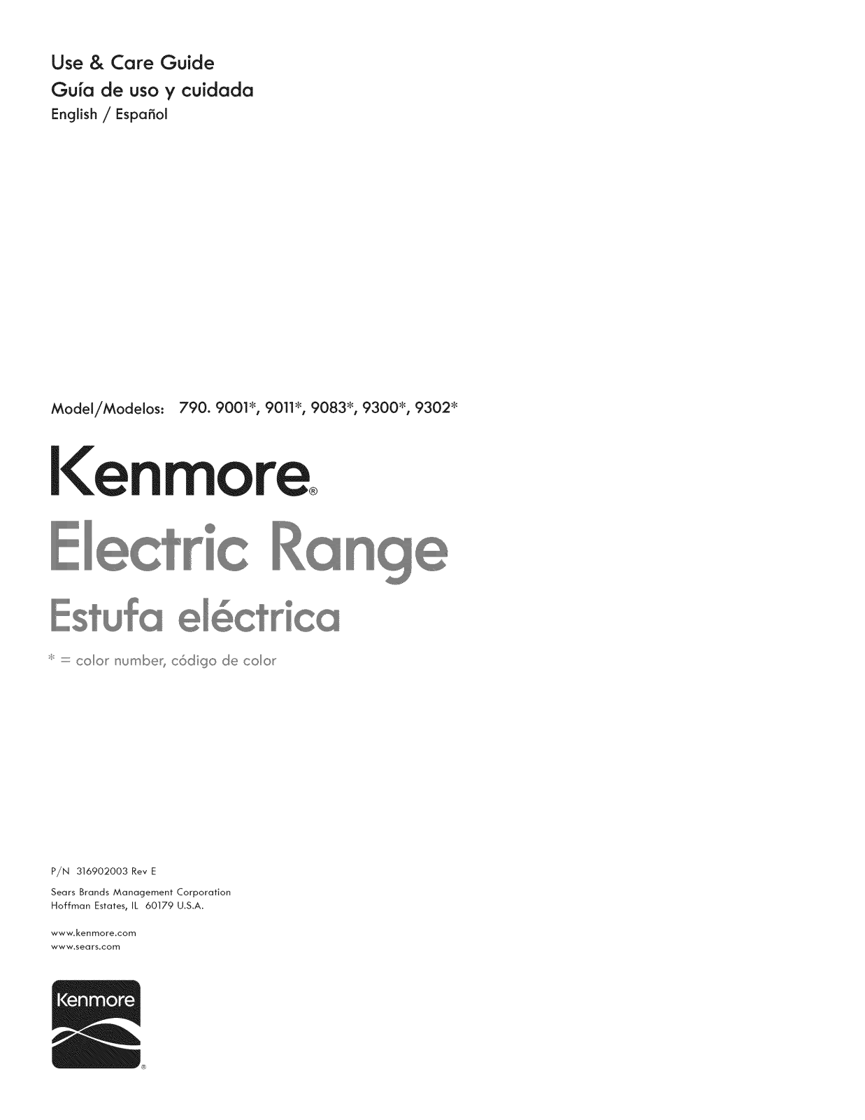 Kenmore 79090010310, 79090011310, 79090012310, 79090014310, 79090019310 Owner’s Manual