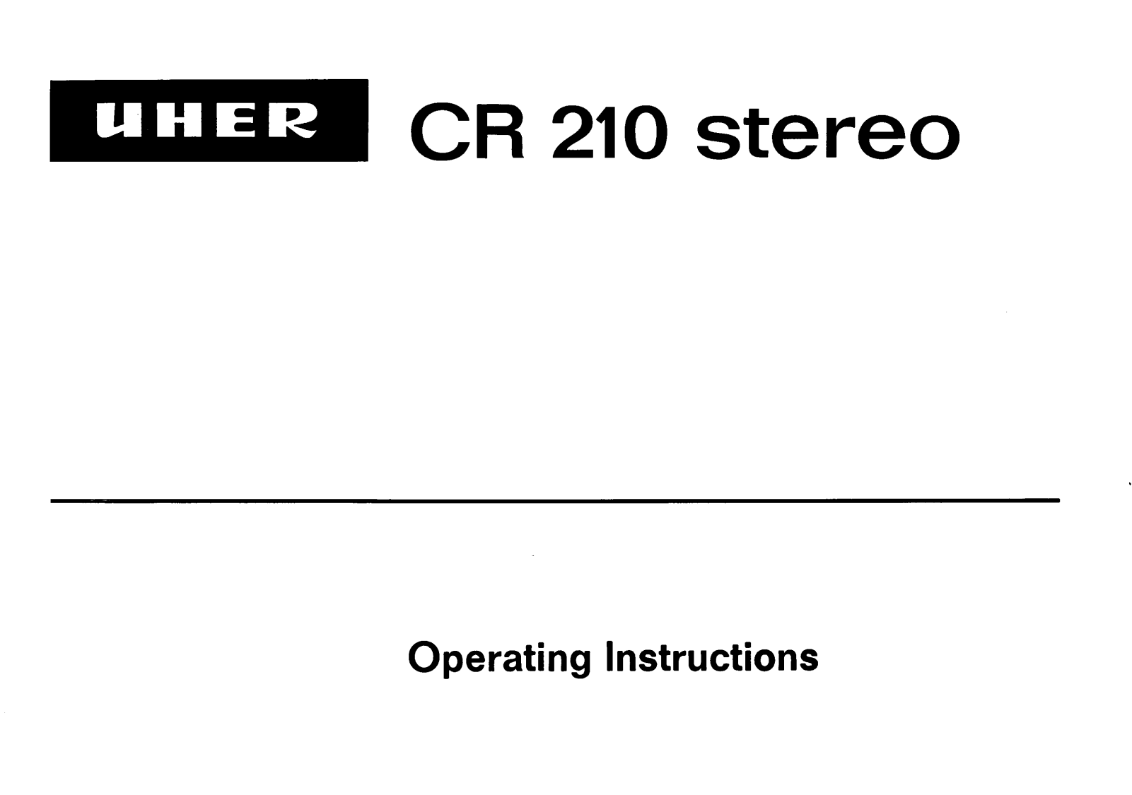 Uher CR-210 Owners manual