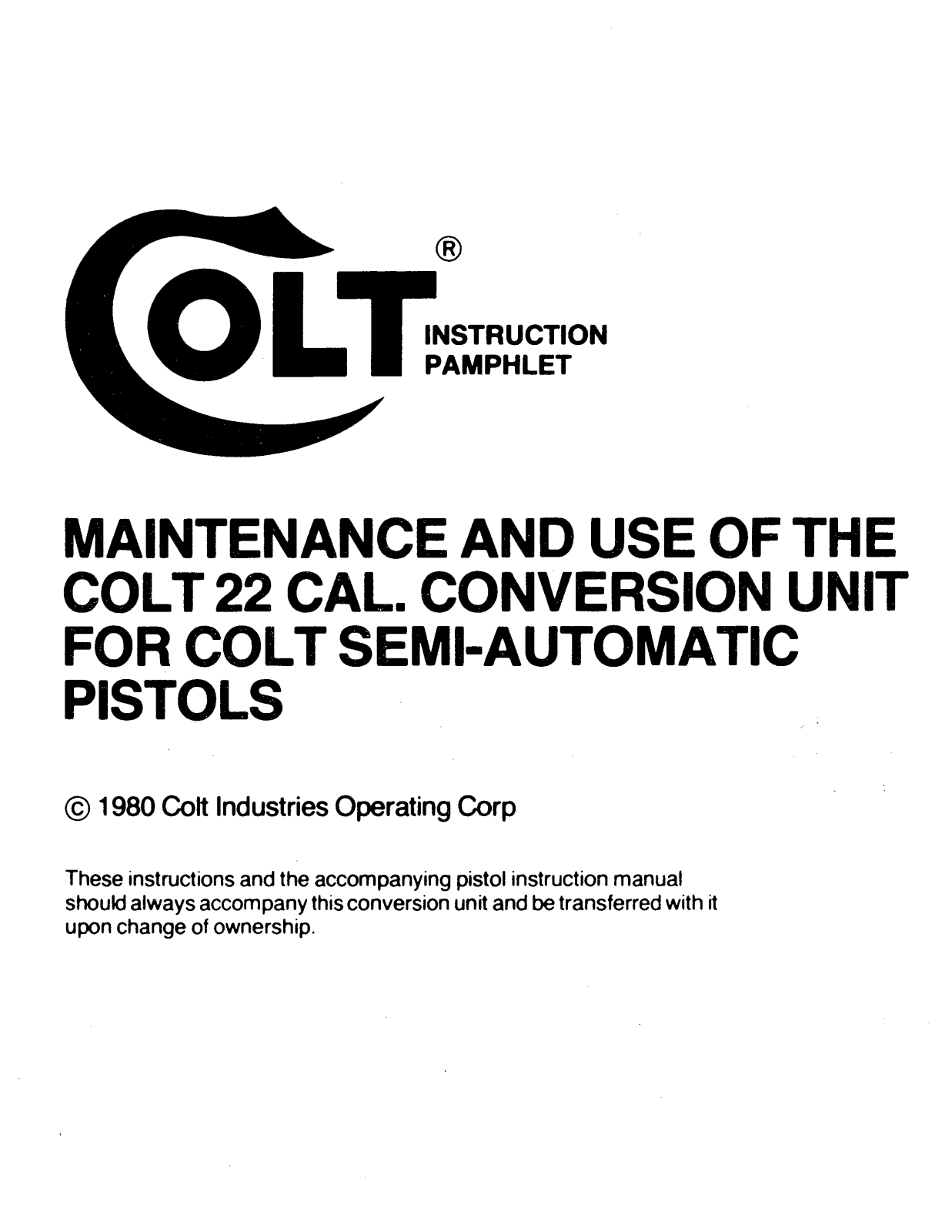 colt 22 caliber conversion User Guide