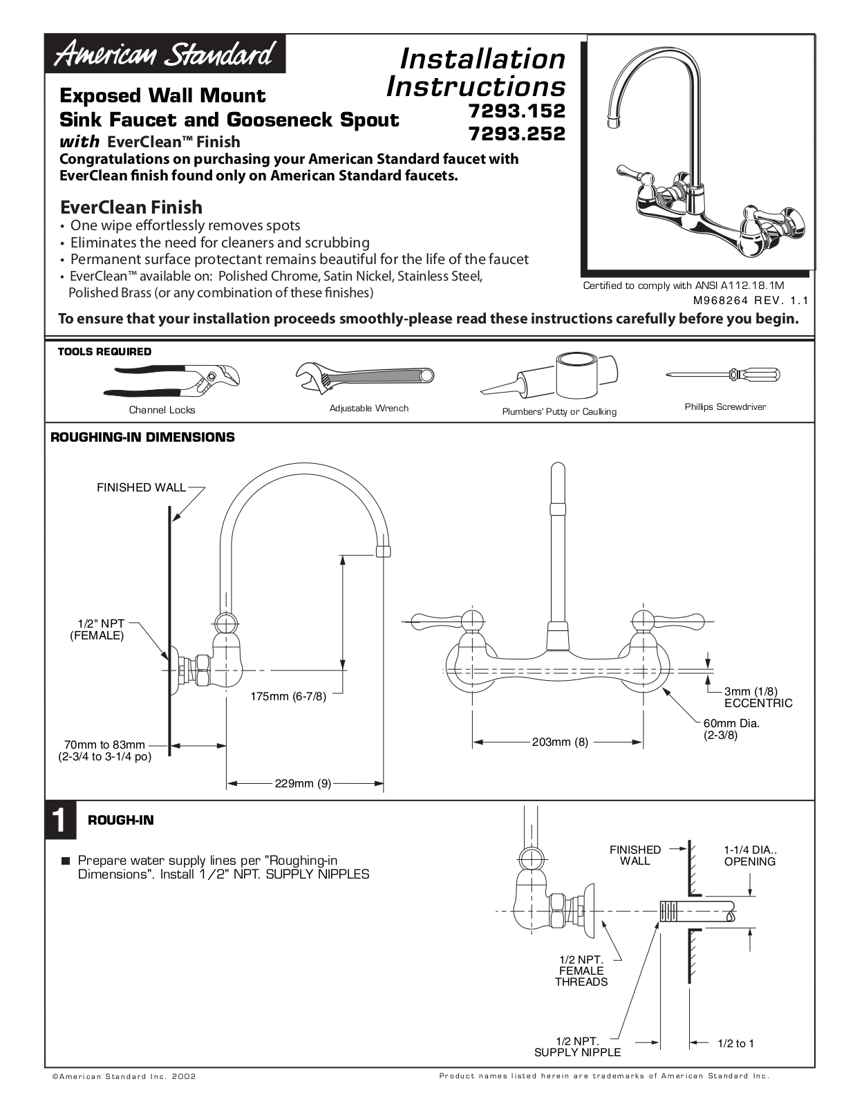 American Standard 7293.252 User Manual