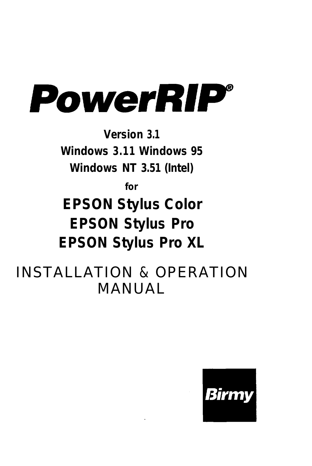 Epson Pro XL User Manual