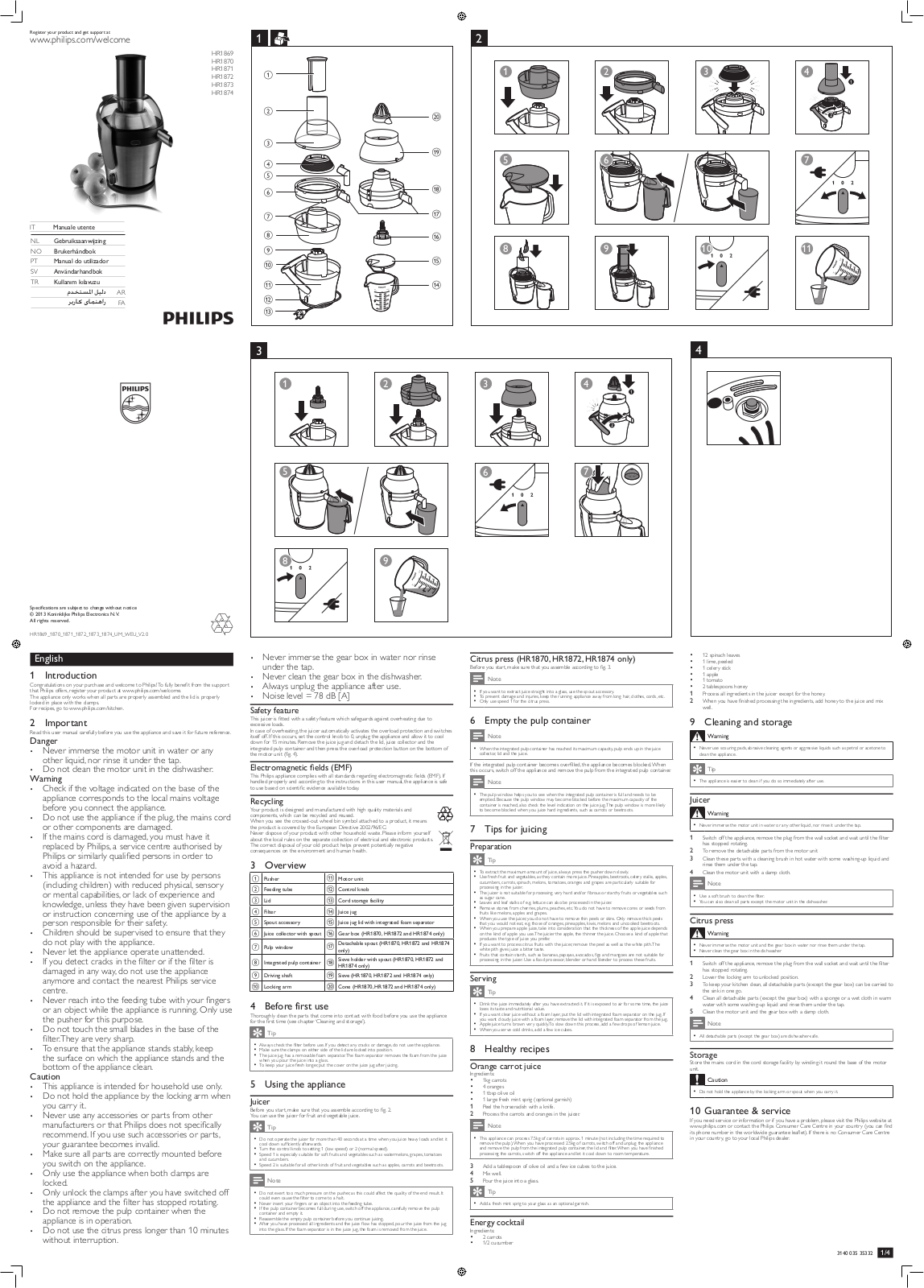 Philips HR1869, HR1870, HR1871, HR1872, HR1873 User guide