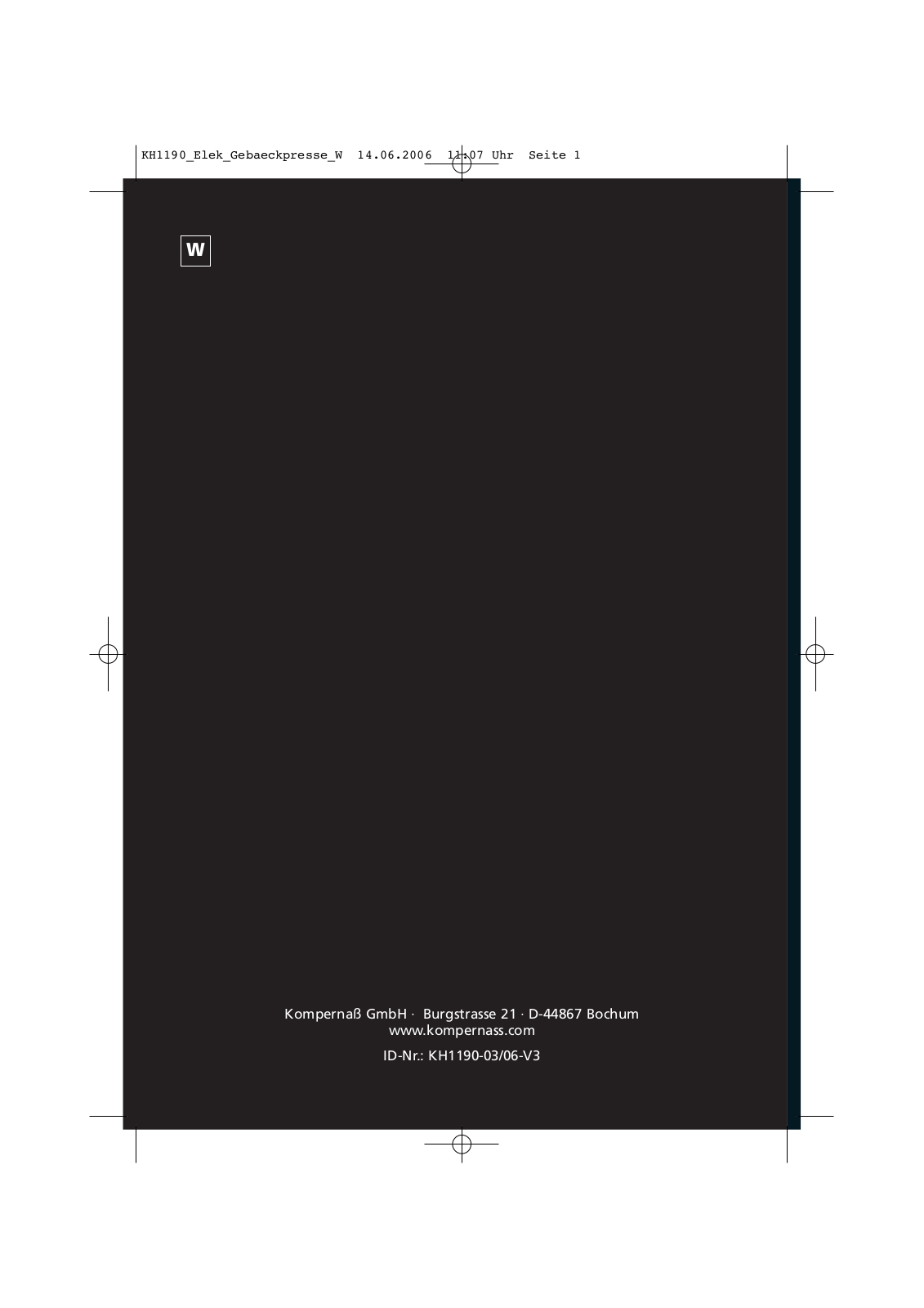 BIFINETT KH 1190 ELECTRICAL COOKIE GUN, KH1190 User Manual