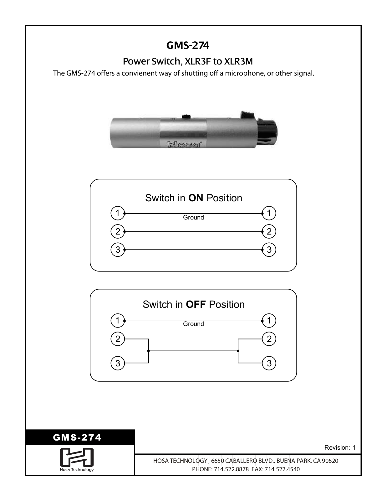 Hosa GMS-274 User Manual