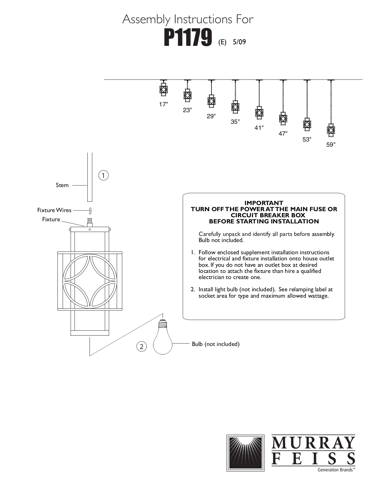 Feiss P1179 User Manual