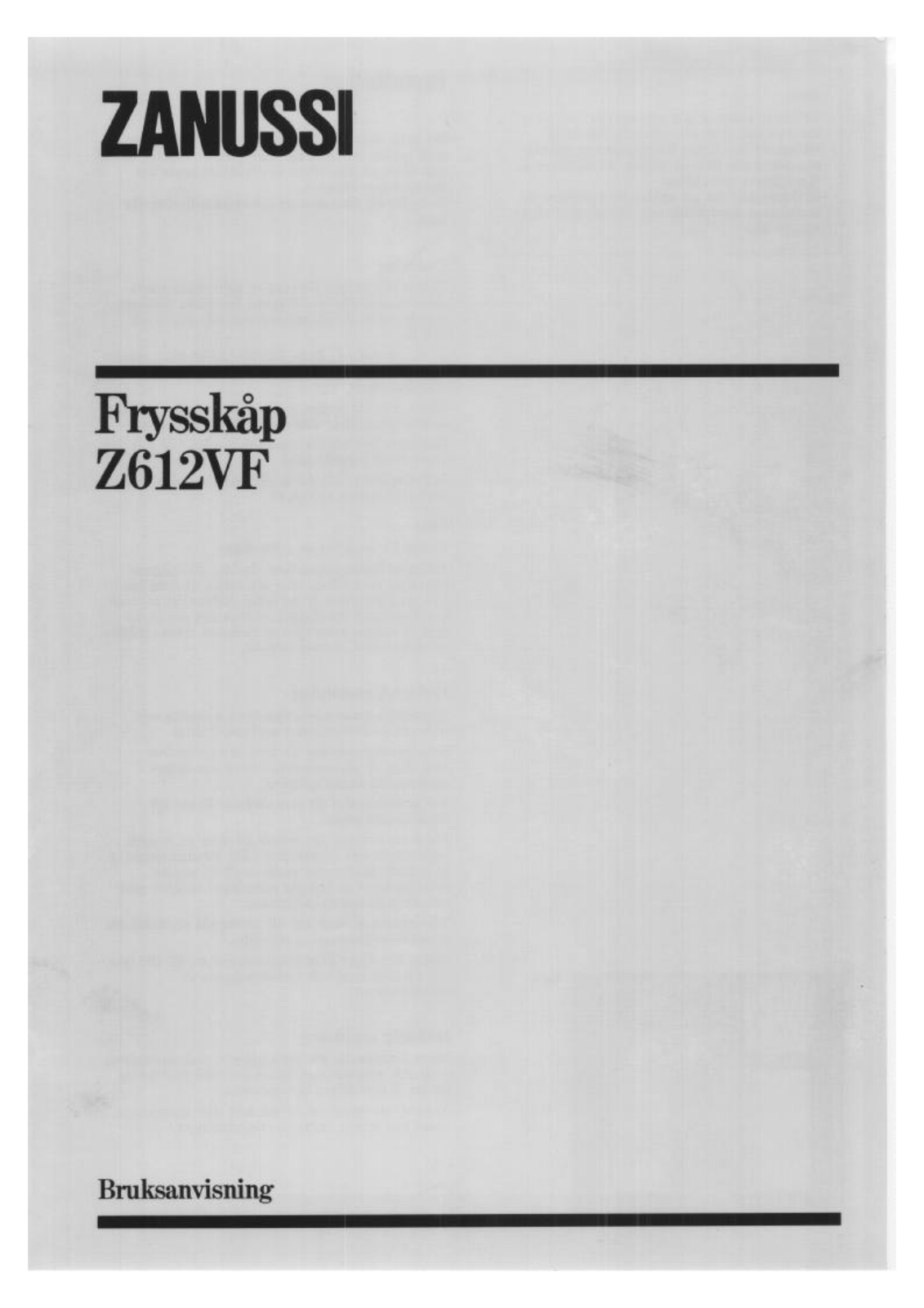 Zanussi Z612VF User Manual