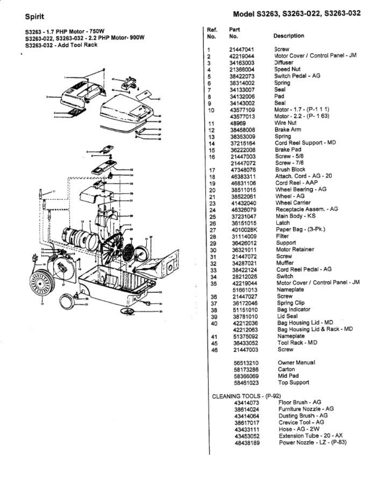 Hoover S3263-032, S3263-022, S3263 Owner's Manual