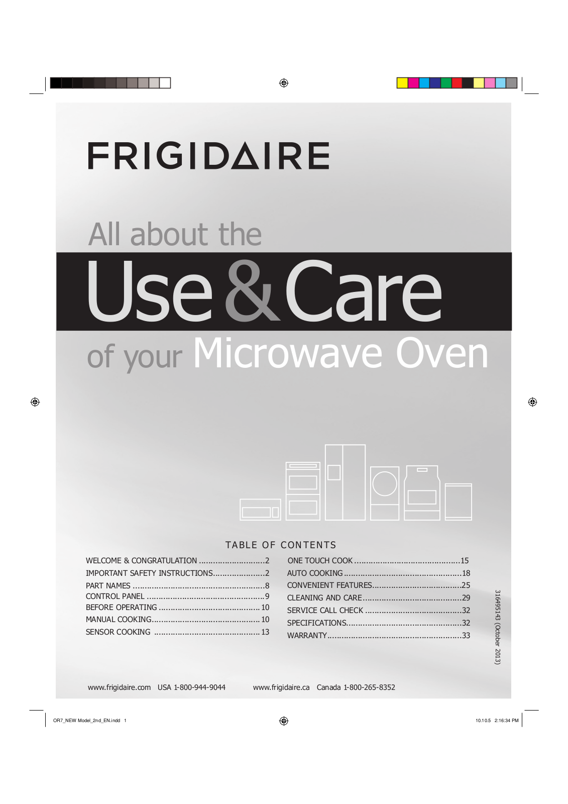 Frigidaire FGMV175QW, FGMV175QF User Manual