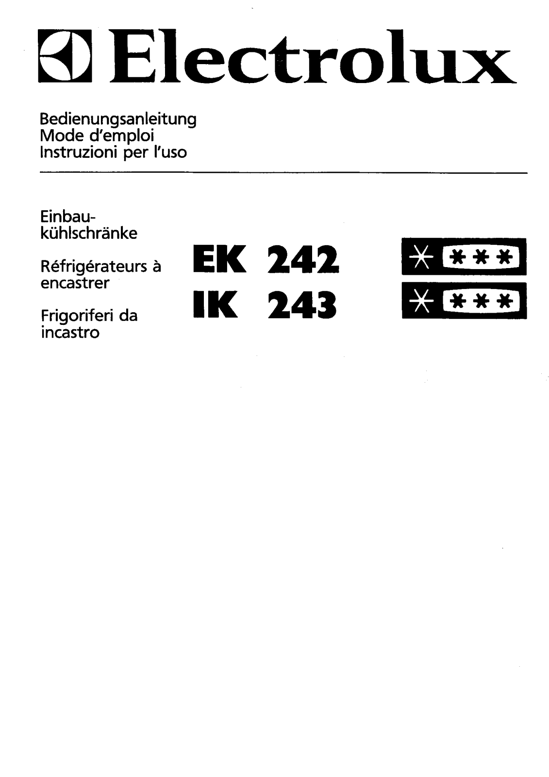 electrolux EK242, IK243 User Manual