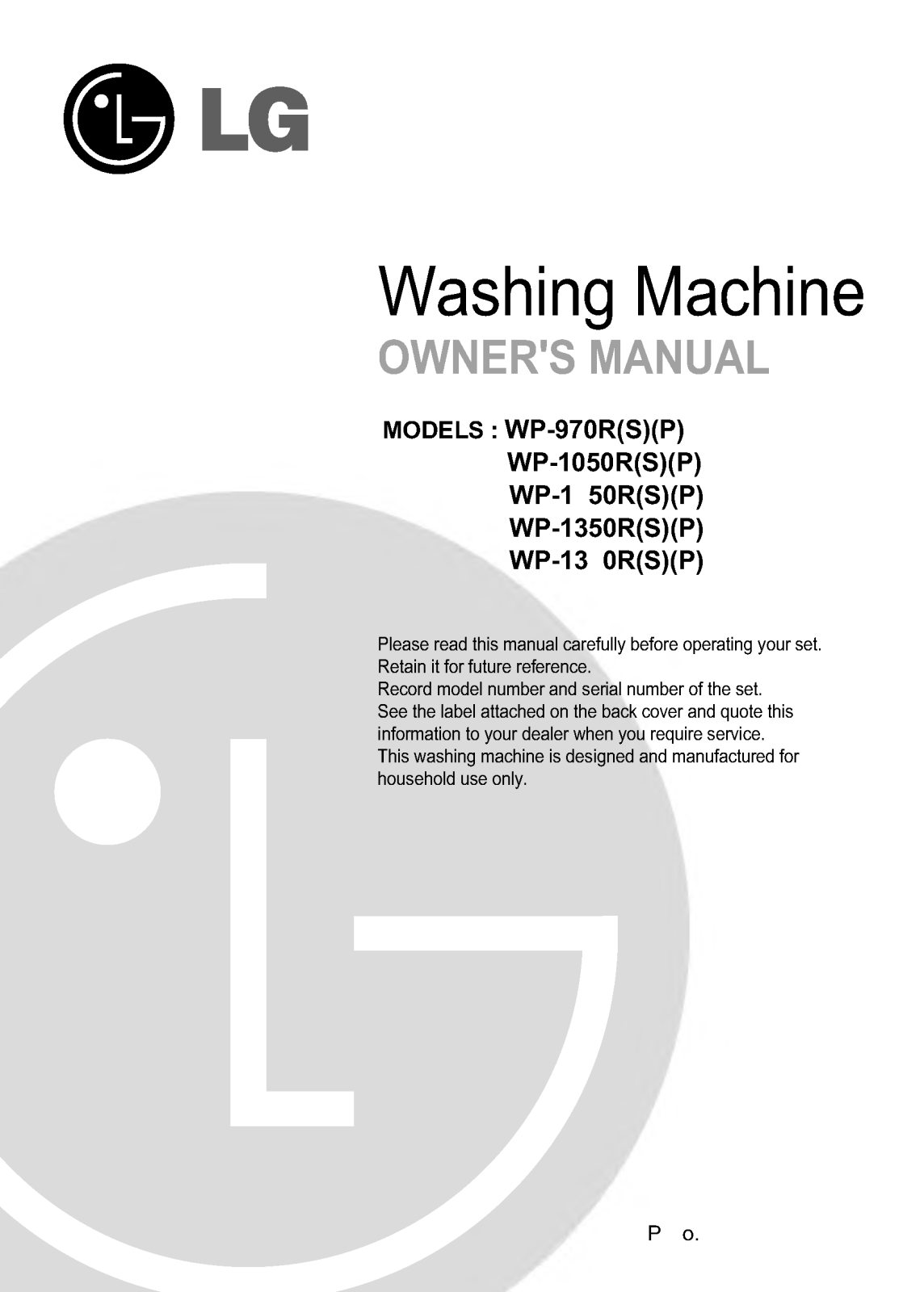 LG WP-1050RS, WP-1100QS User Manual