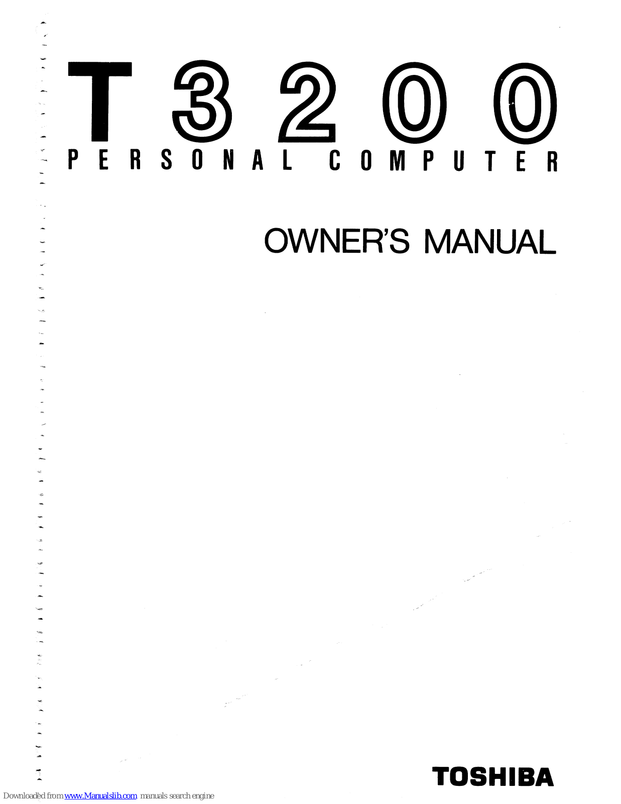 Toshiba T3200, 3200, T3200sx, T3200sxc Owner's Manual