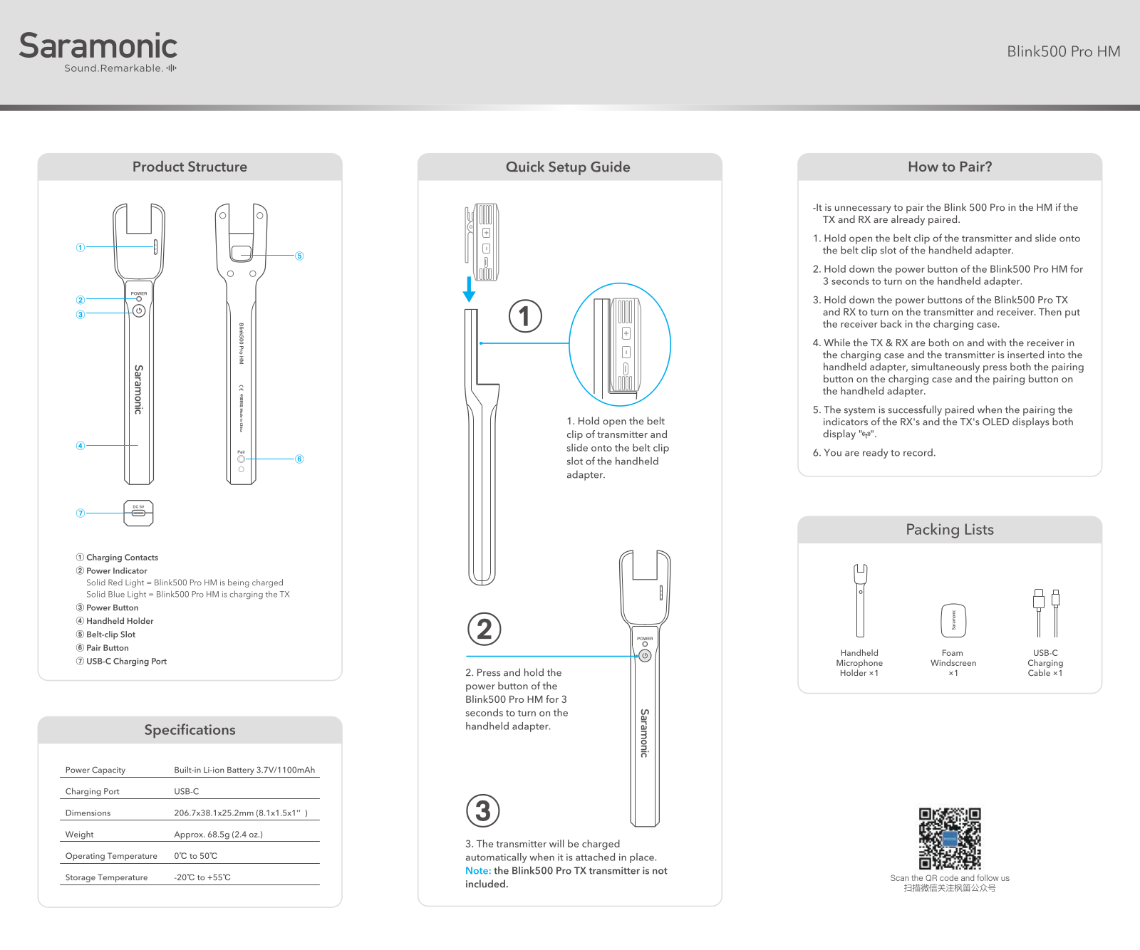 Saramonic Blink500 Pro Hm Users manual