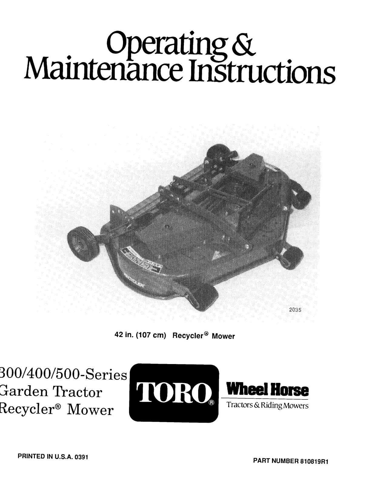 Toro R5-42RC01 Operator's Manual