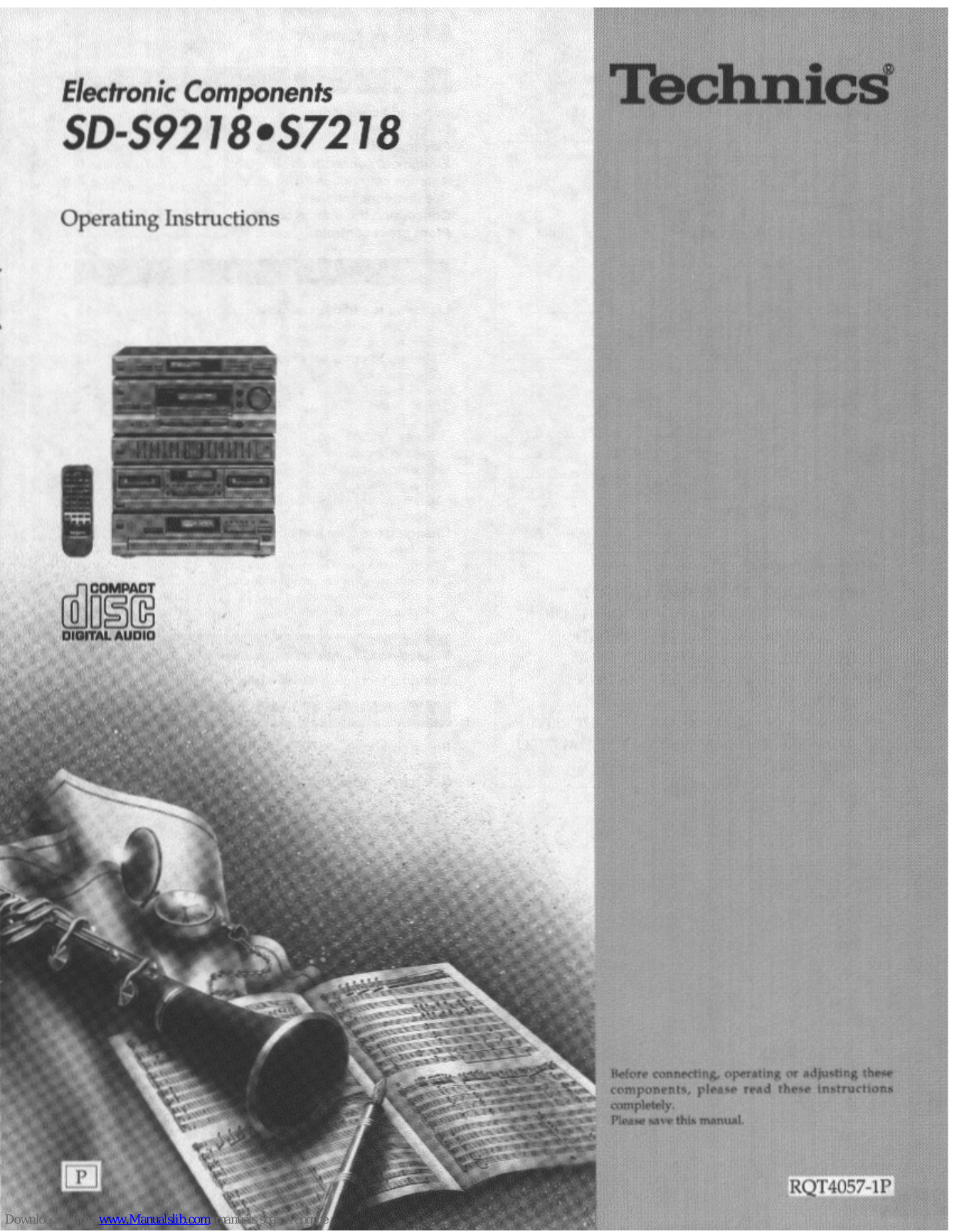 Technics SD-S7218, SD-S9218 Operating Instructions Manual