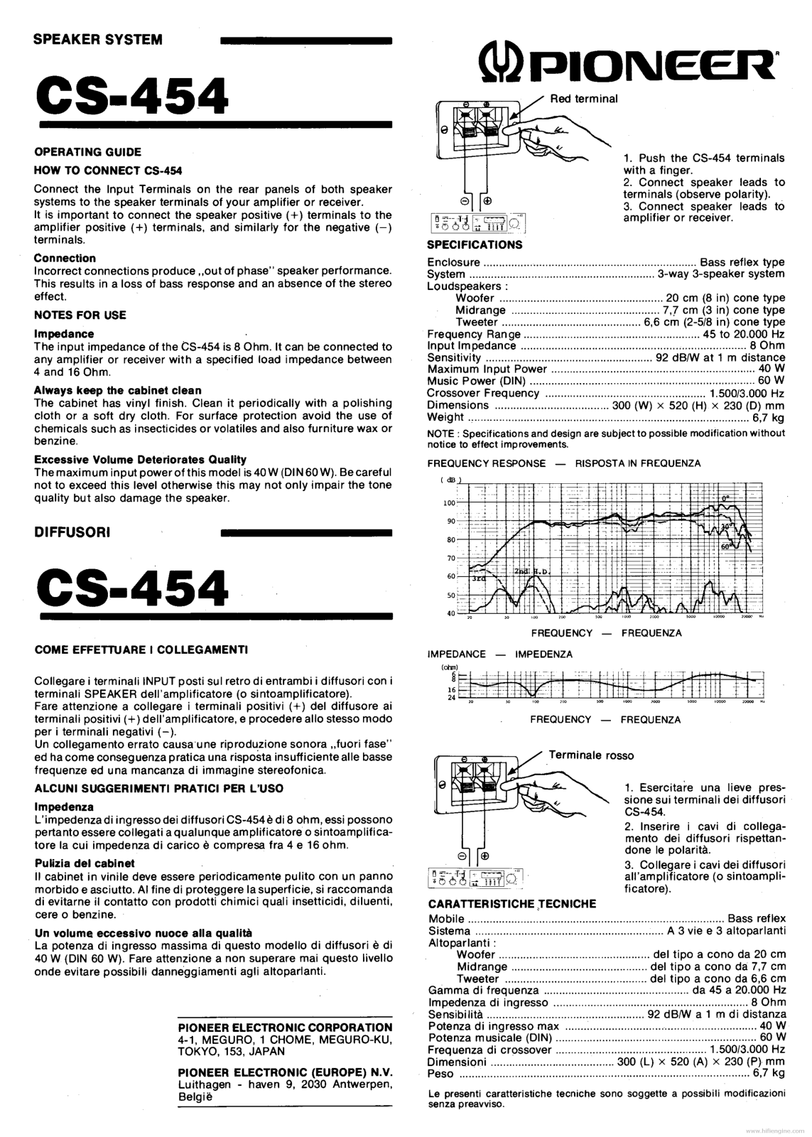 Pioneer CS 454 User Manual