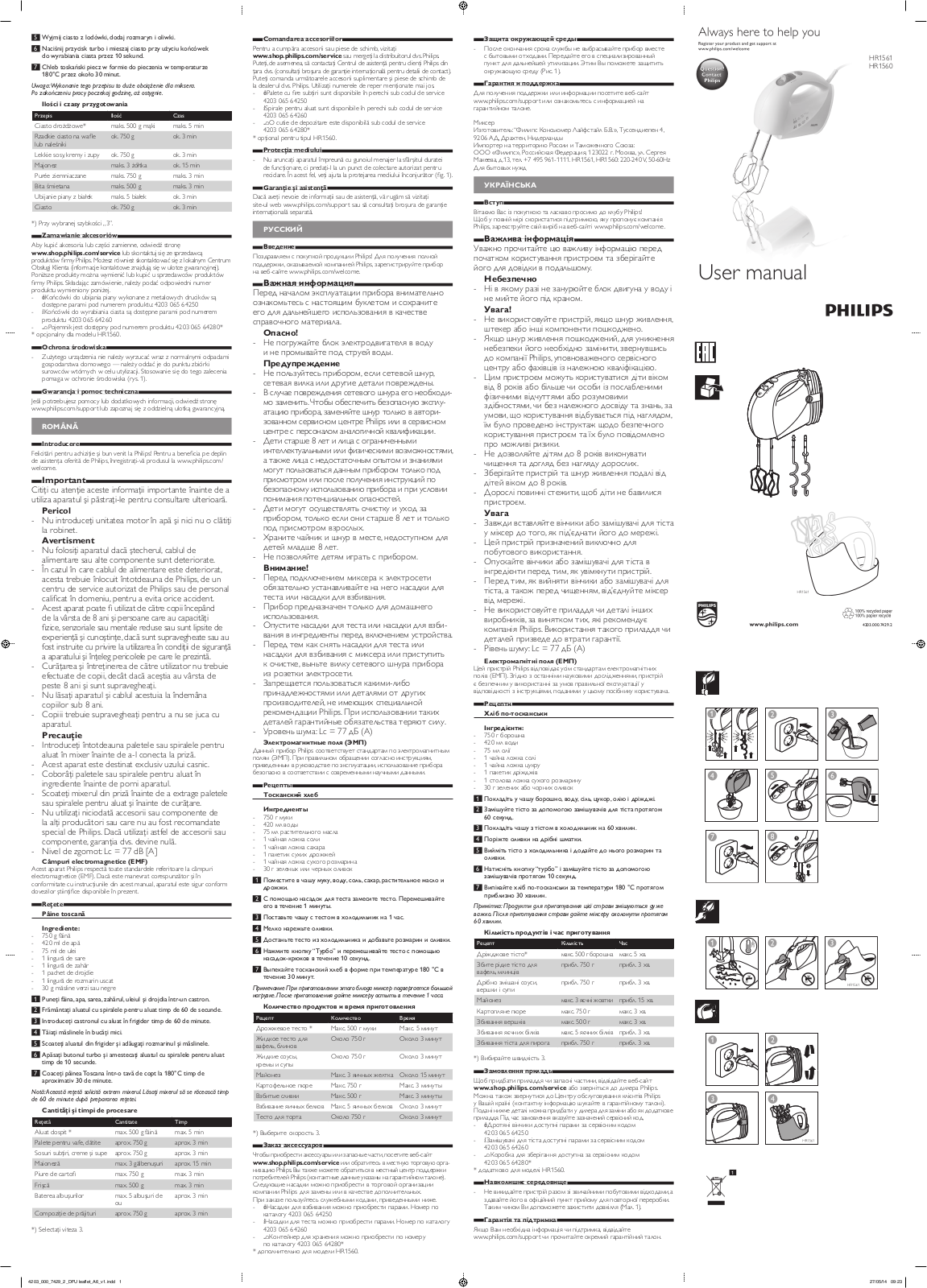 Philips HR1561 User Manual