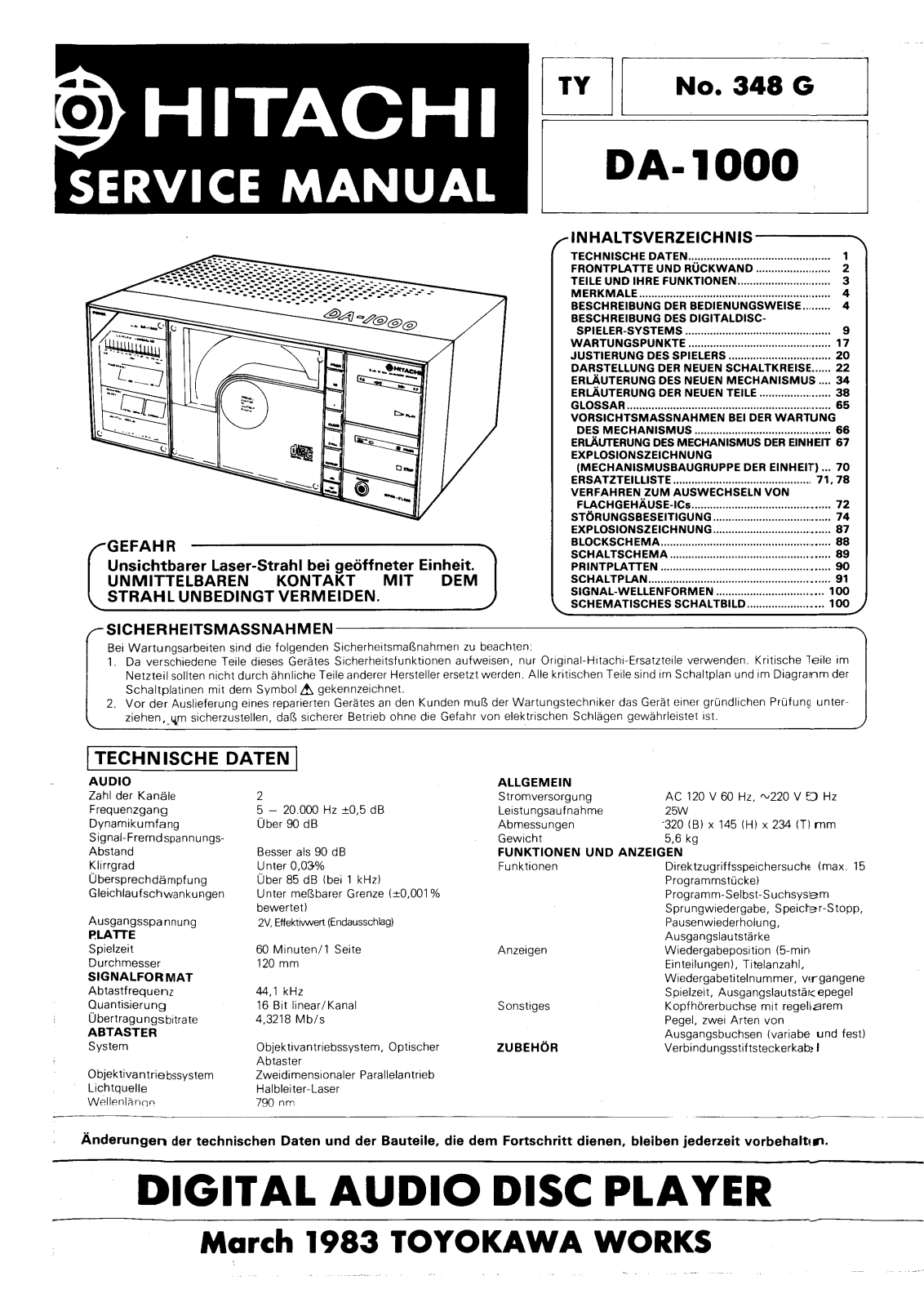 Hitachi DA-1000 Service manual