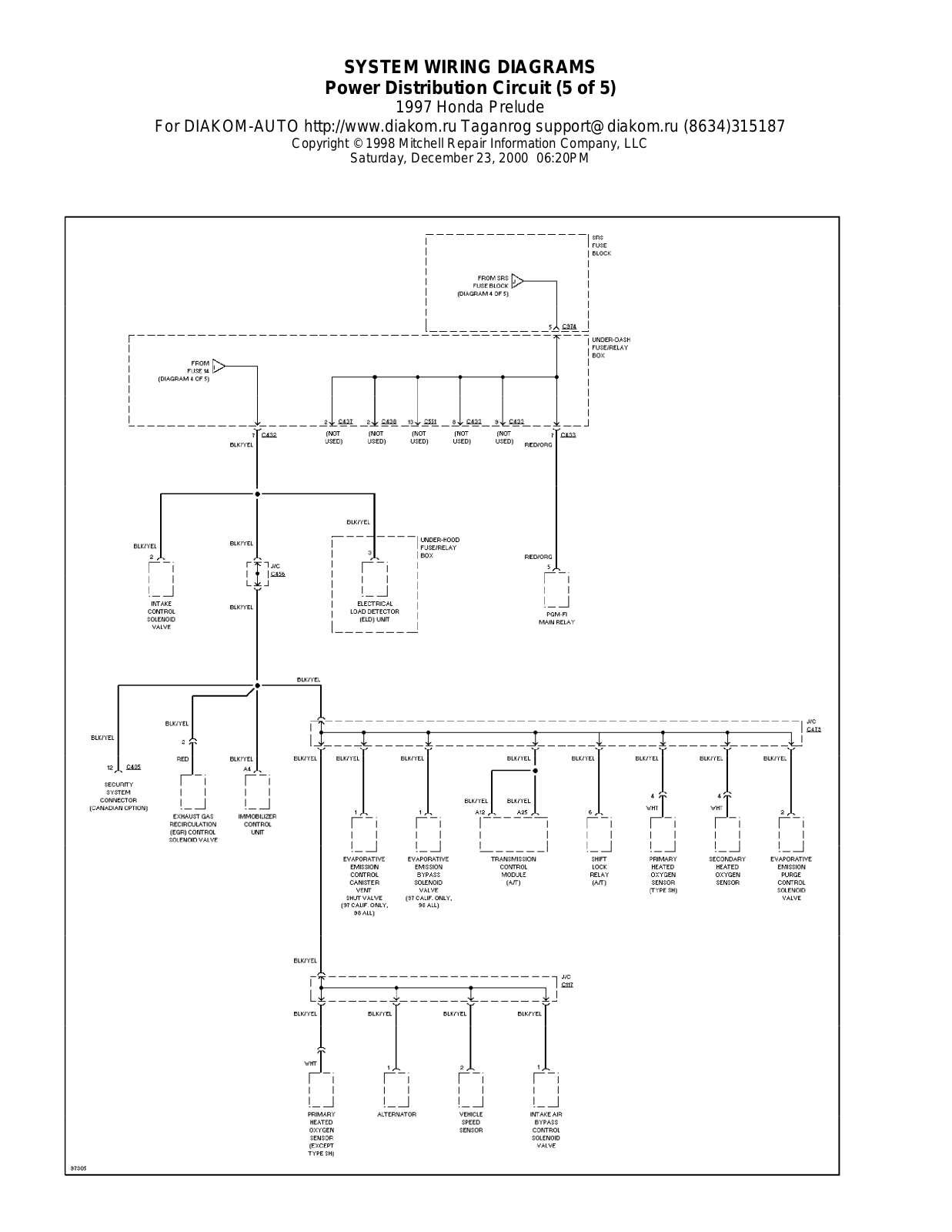 Honda Prelude 1997-1999 Wire Diagrams  17498