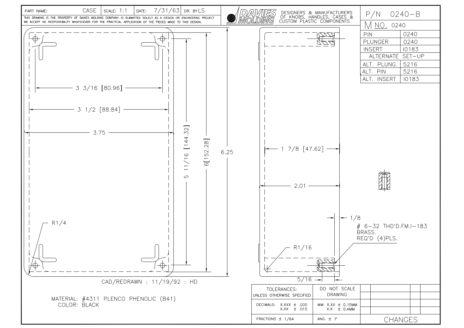 Davies Molding 0240-B Reference Drawing