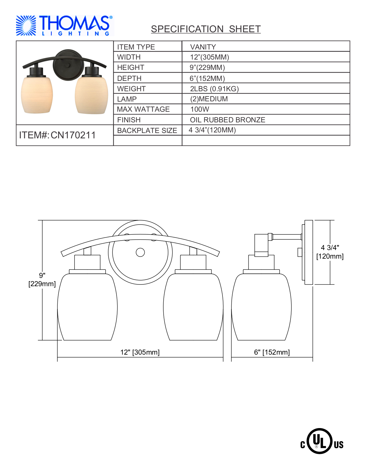 Thomas Lighting CN170211 User Manual - ManualMachine.com