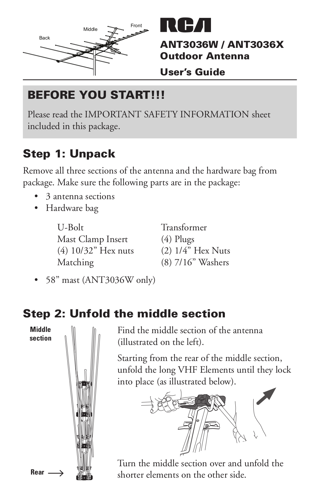 RCA ANT3036W, ANT3036X User Manual