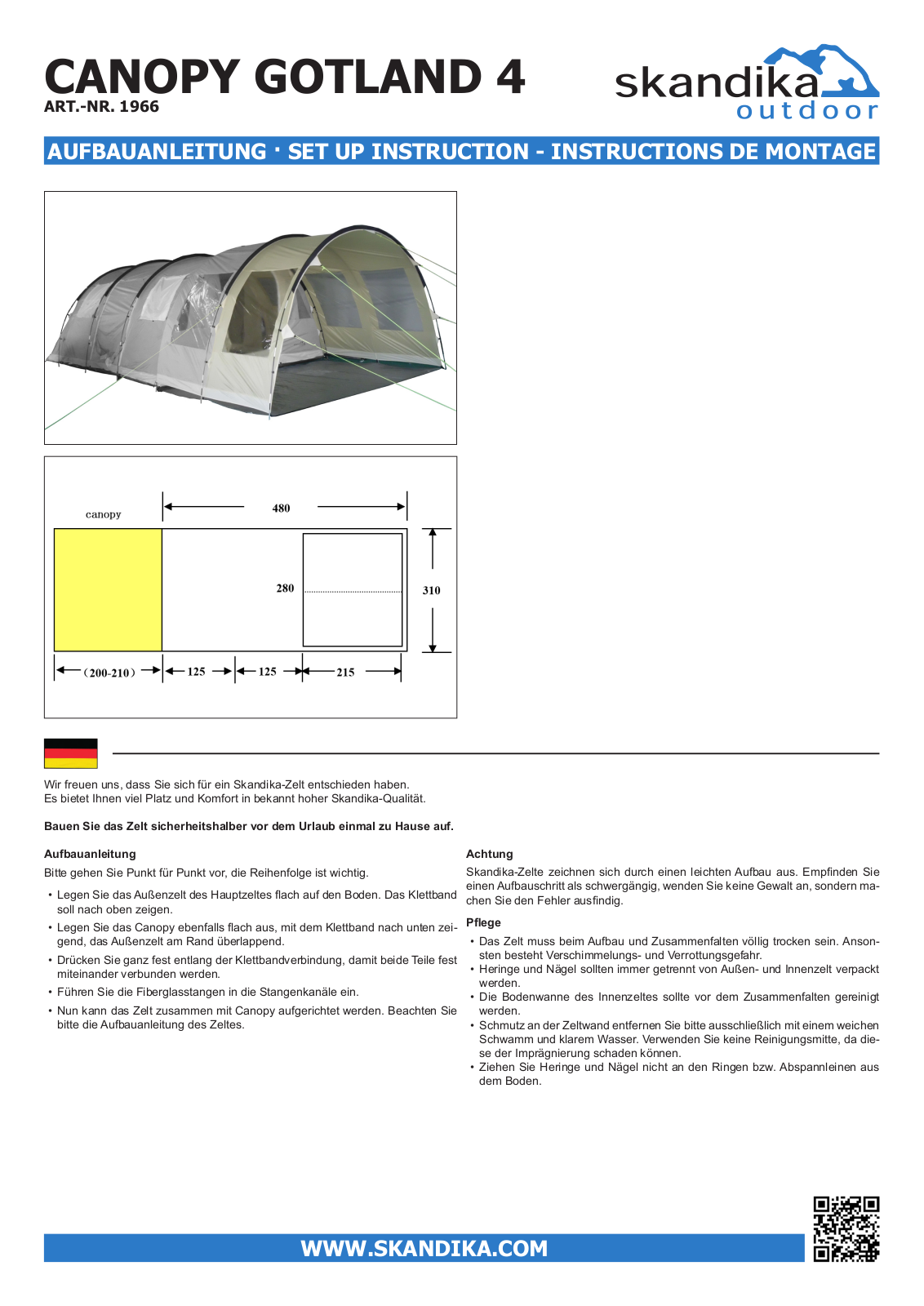 Skandika Canopy Gotland 4 User Manual