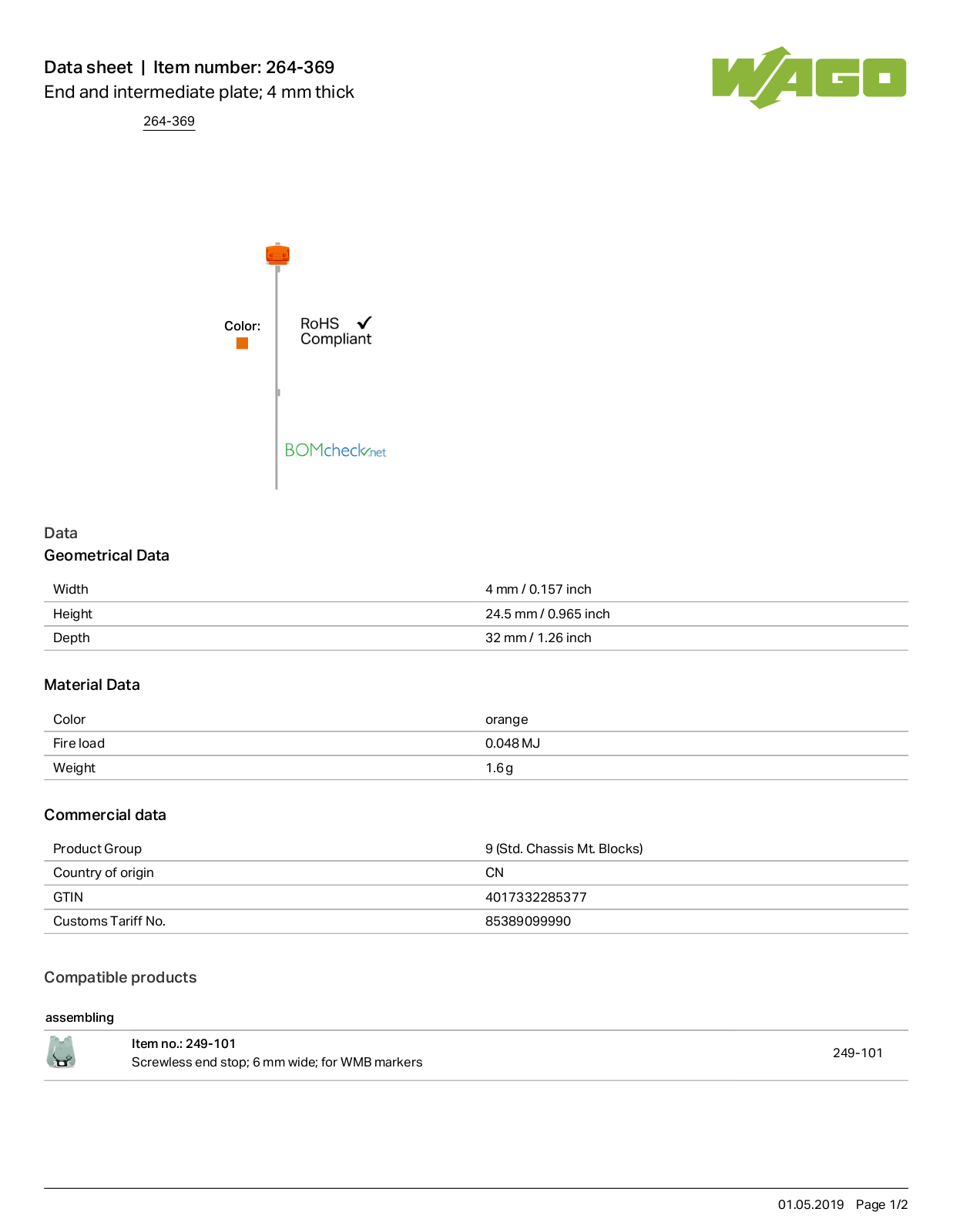 Wago 264-369 Data Sheet