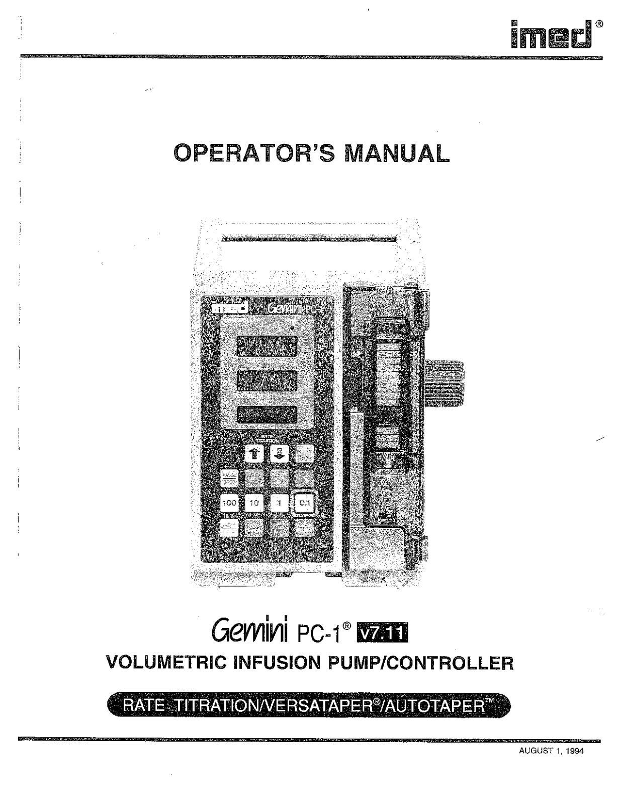 Imed Gemini PC-1 User manual