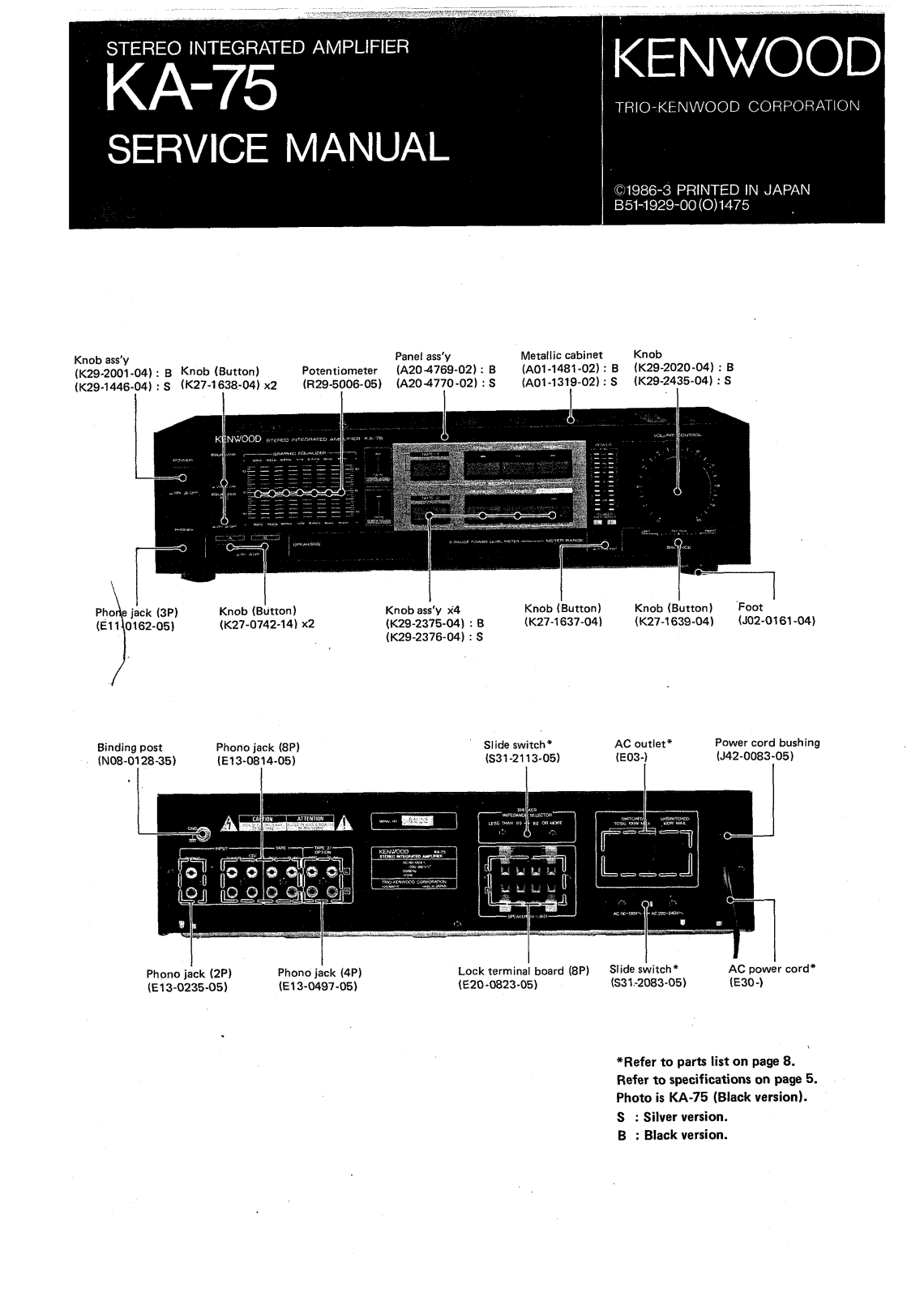 Kenwood KA-75 Service manual