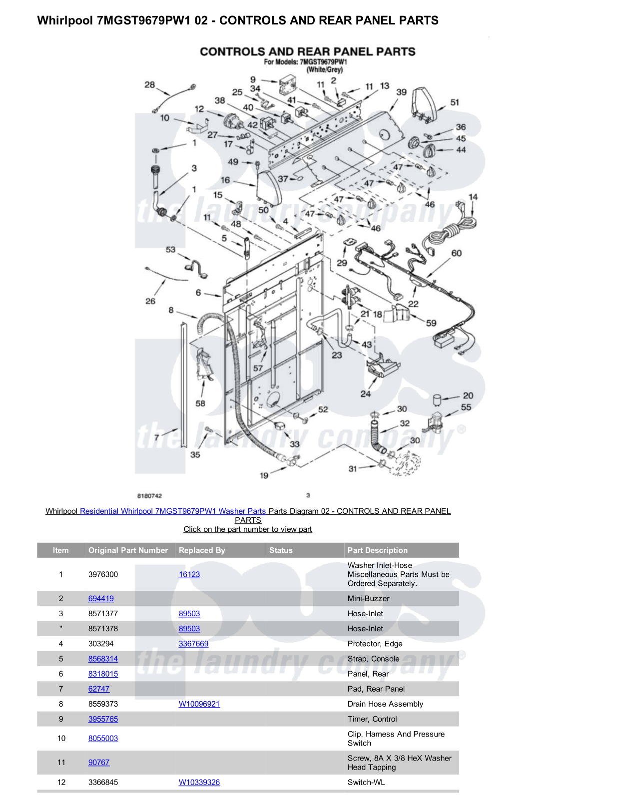 Whirlpool 7MGST9679PW1 Parts Diagram