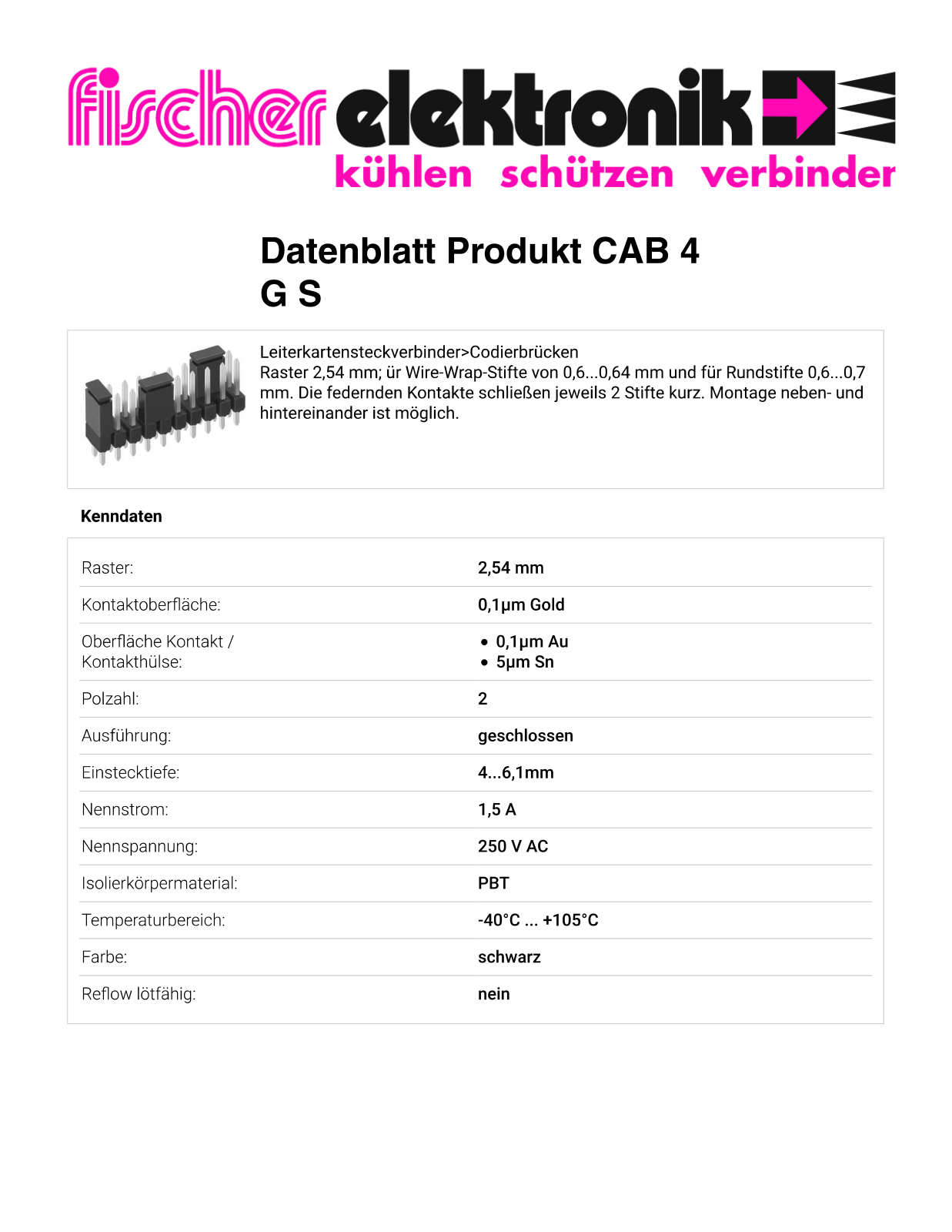 FISCHER ELEKTRONIK FIS CAB4GR Datasheet - ManualMachine.com