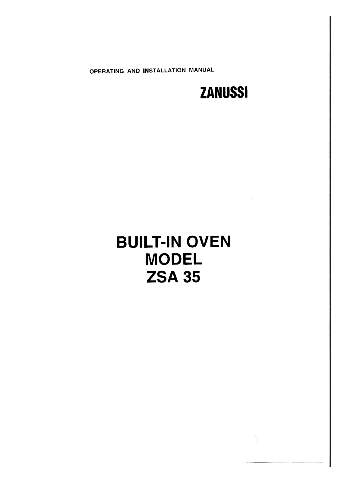 Zanussi ZSA 35 User Manual