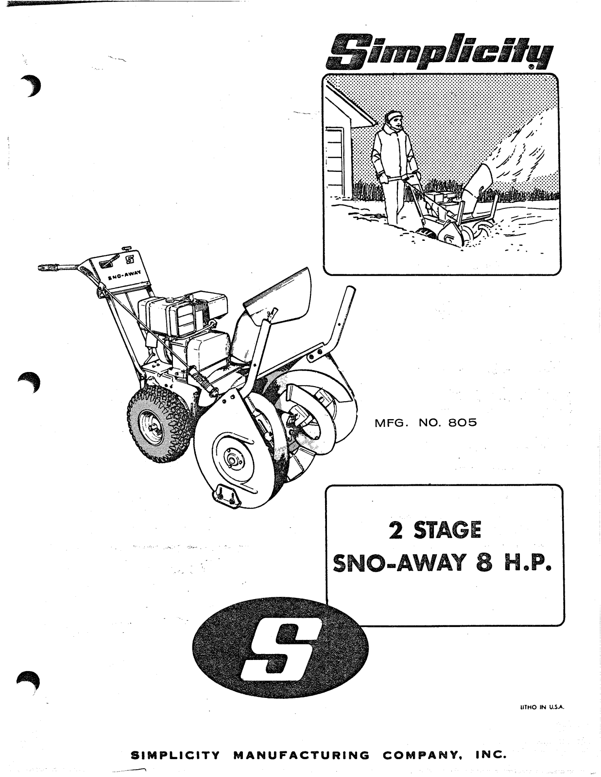 Simplicity 2 Stage SNO-Away 8 H.P User Manual