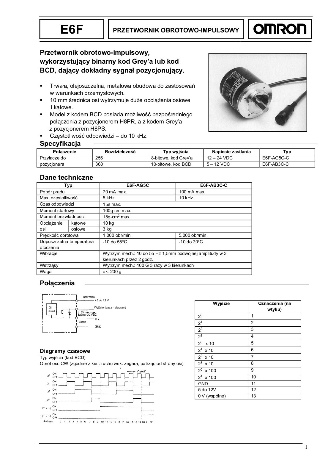 Omron E6F DATASHEET