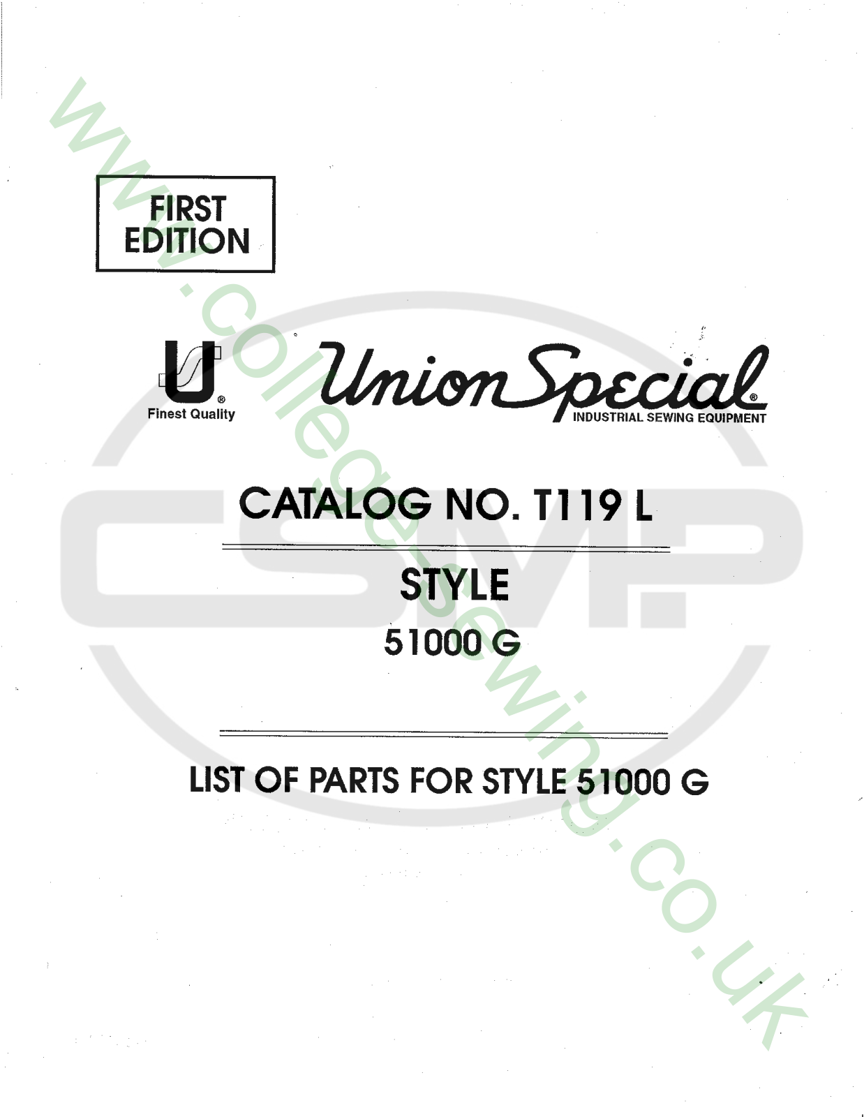 Union Special T119L Parts Book