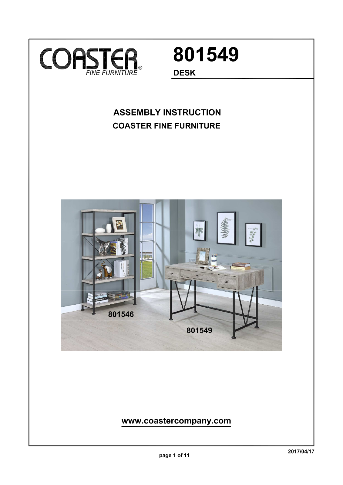 Coaster 801549 Assembly Guide - ManualMachine.com