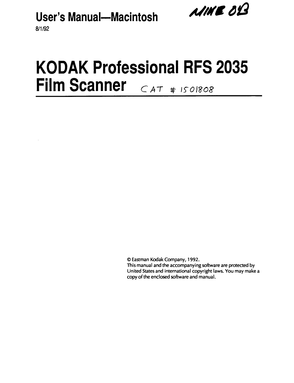 Kodak RFS 2035 User Manual