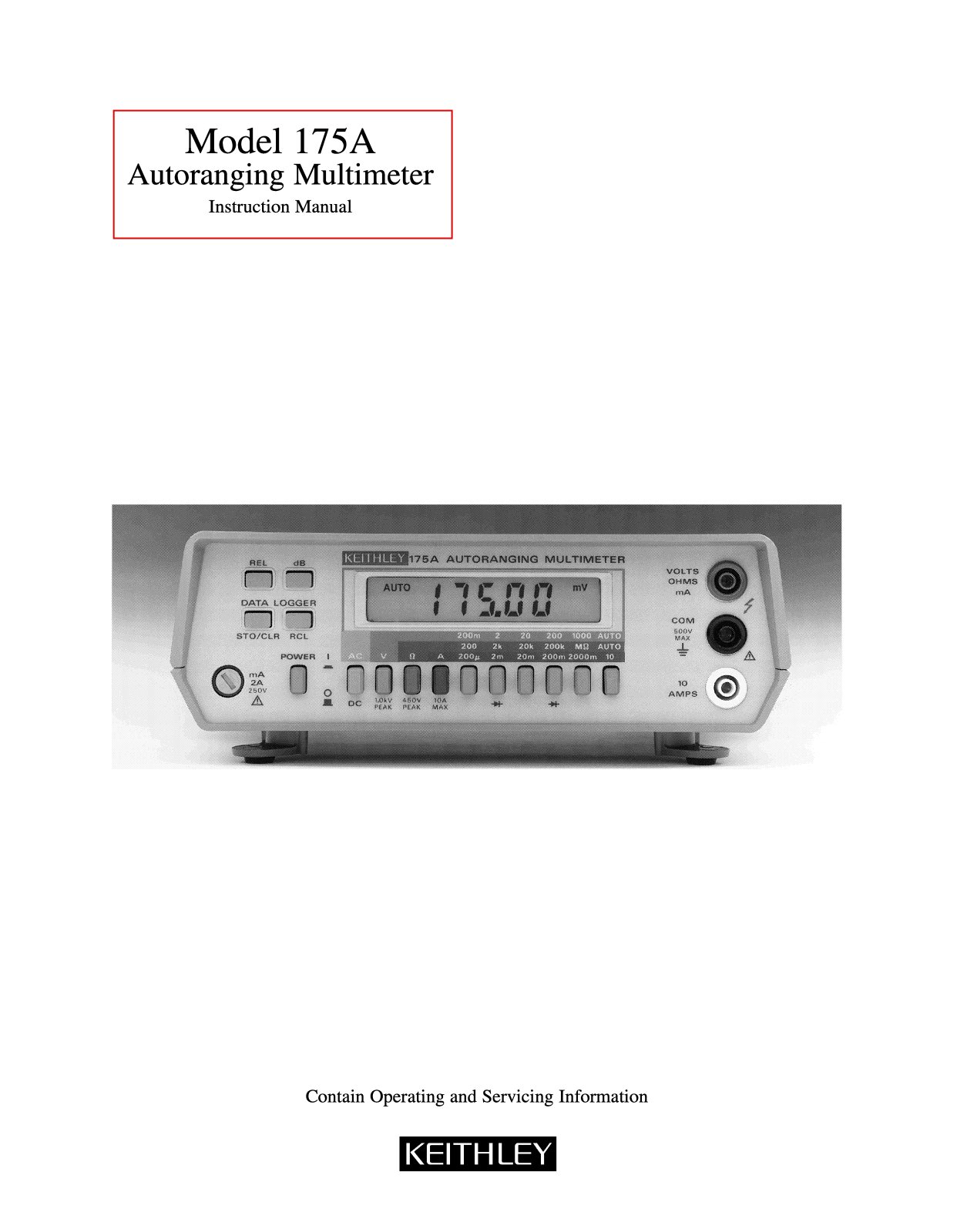 Keithley Instruments 175A Users Guide
