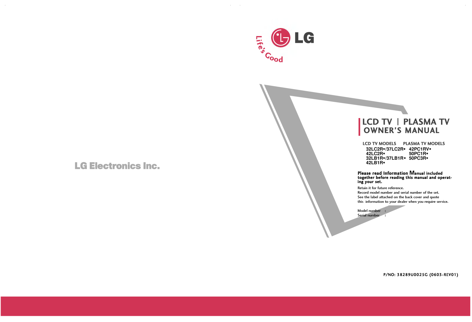 LG 50PC1R-TH Owner’s Manual