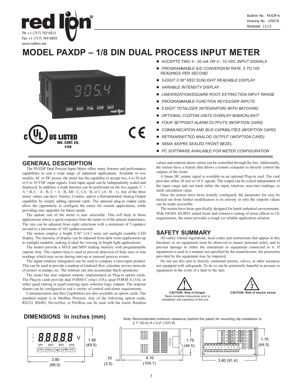 Red Lion PAXDP User Manual