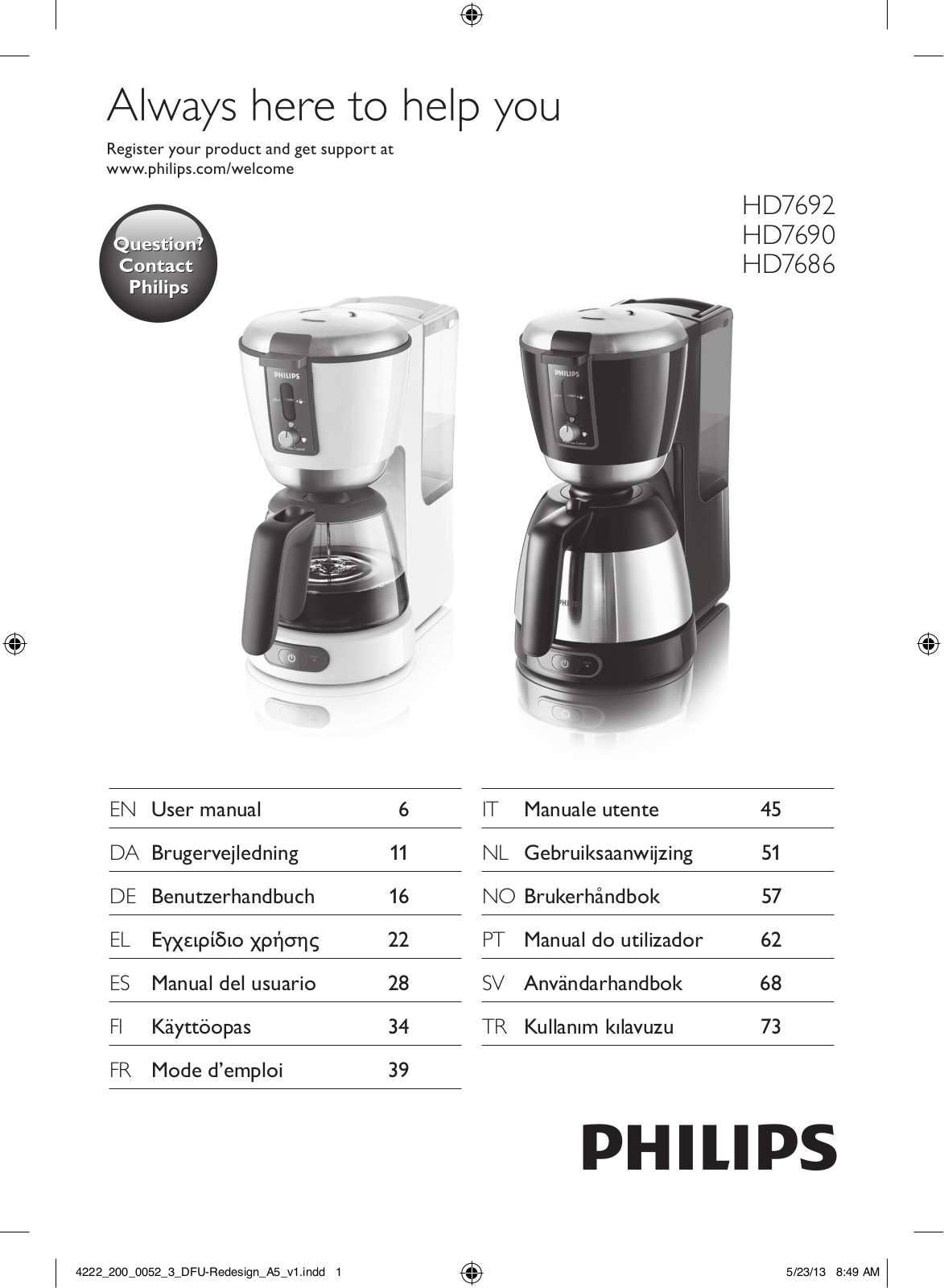 Philips Pure Essentials Kaffeemaschine User Manual