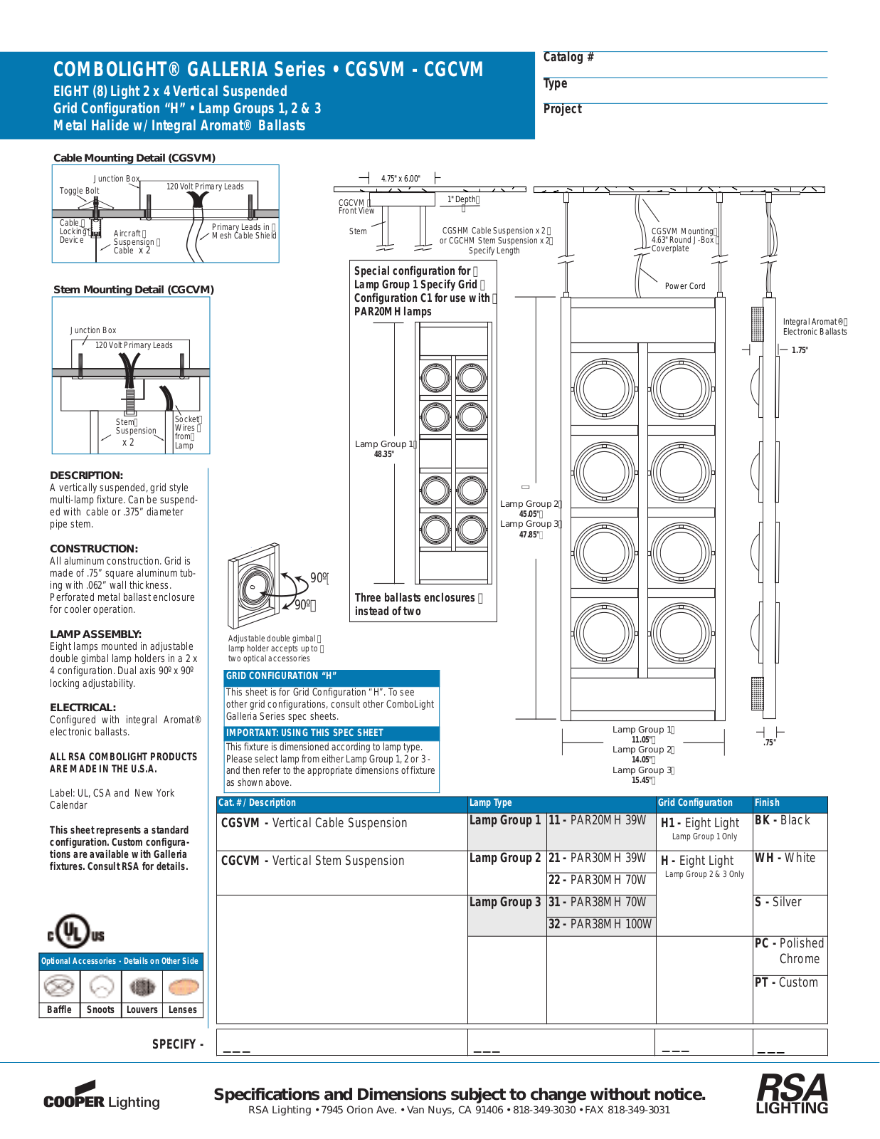 Cooper Lighting CGCVM, CGSVM User Manual